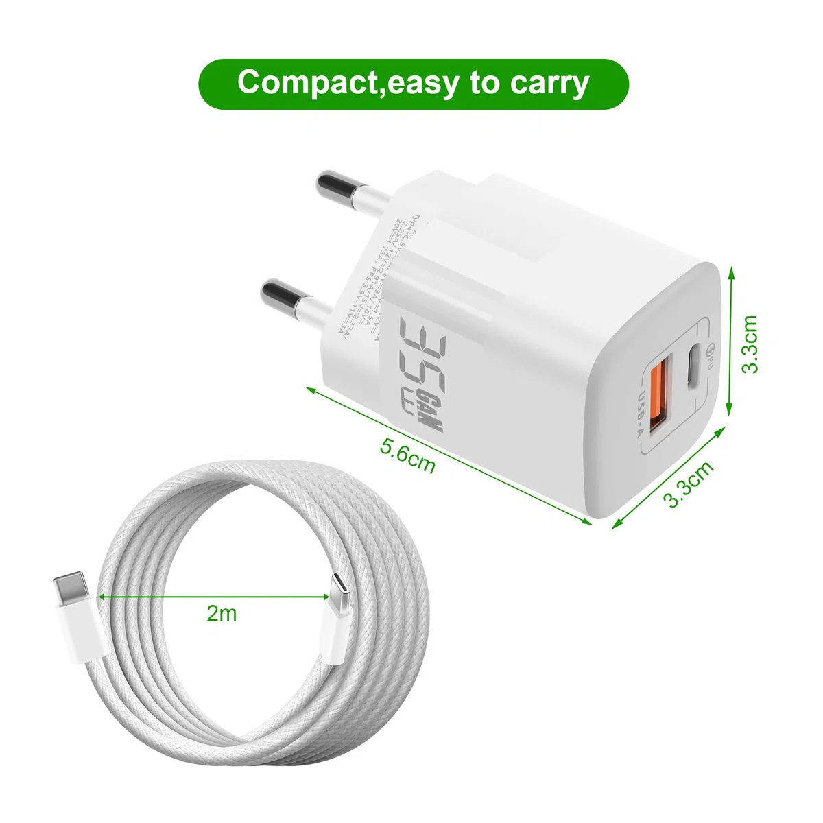 Caricatore LCD 35 W USB-C per DJI Mini 3, Mini 2/SE, Avata, Air 2S