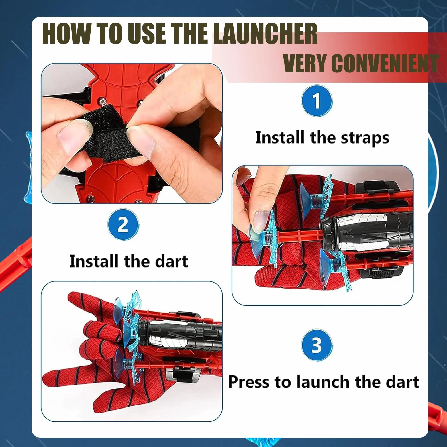Set di 2 Guanti Spiderm Launcher Glove Spiderm Launcher Glove Guanto Spiderm per Bambini Guanto di Spiderm spara ragnatele Guanti Launcher per Giochi Spiderm Glove Launcher Set