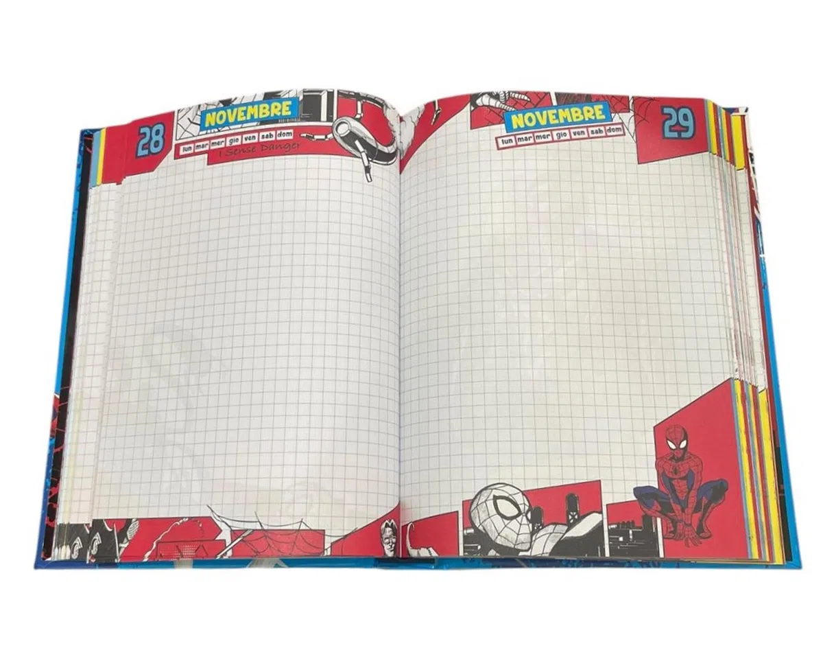 Scuola Agenda compatibile con DIARIO 20x15cm Spiderman Uomo Ragno Marvel standard 2026/2027 + Omaggio portachiave fischietto e penna multicolore
