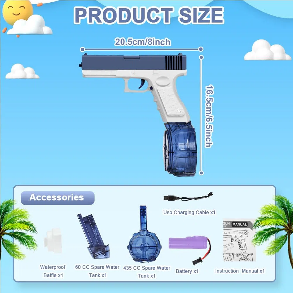 OSDUE Pistola ad Acqua Elettrica, Fino a 32 FT Pistole ad Acqua Potenti a Lunga Distanza, Pistola ad Acqua Elettrica per Adulti e Bambini, Spiaggia Estiva Festa giocattolo Blaster Ad Acqua