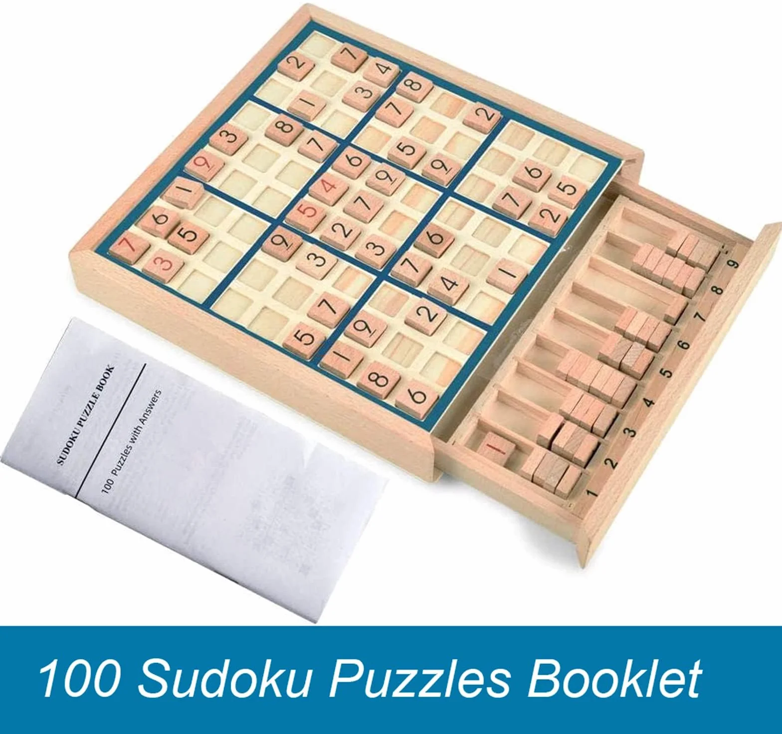BOHS Gioco da Tavolo Sudoku in Legno con Cassetto per Adulti 100 Puzzle