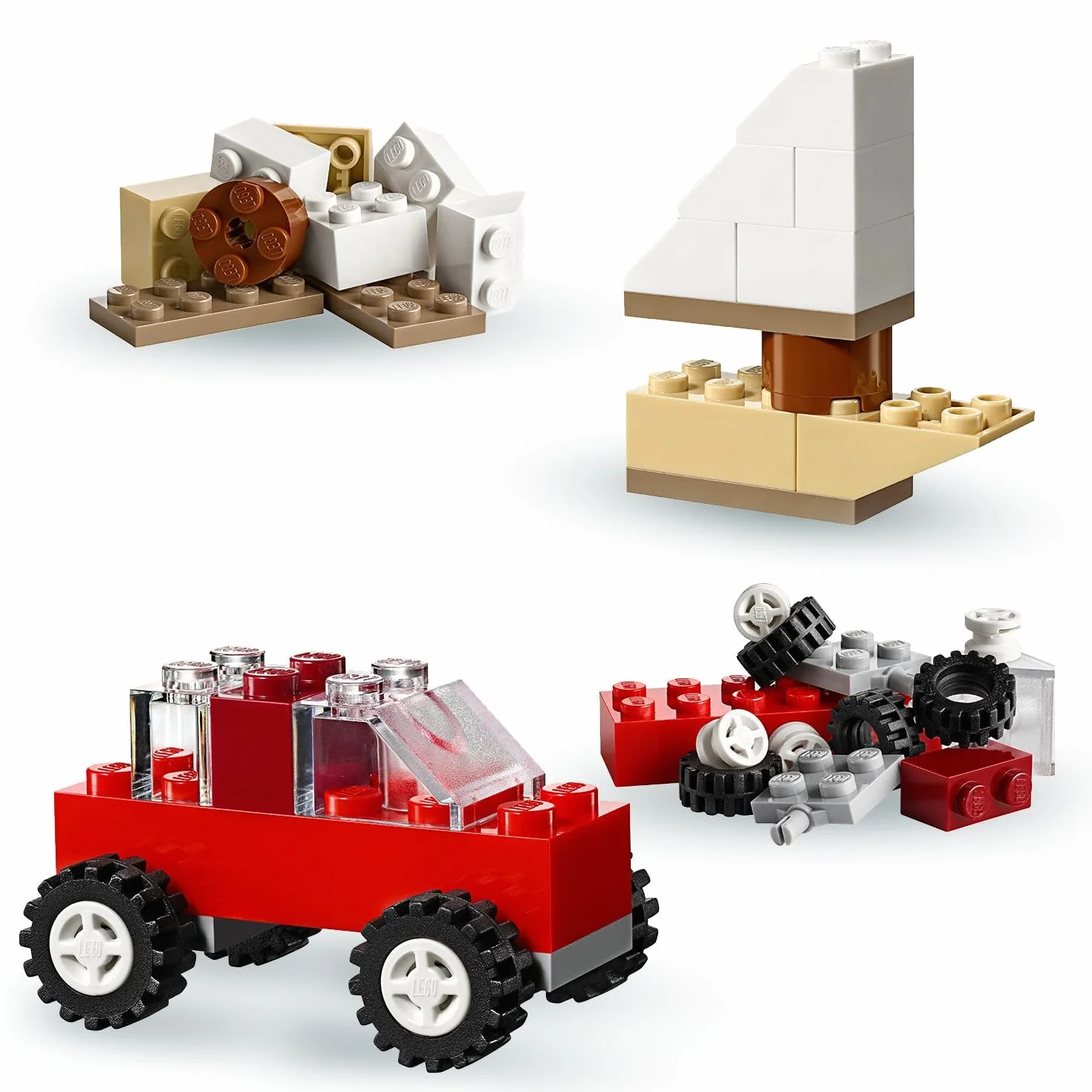 LEGO Classic Valigetta Creativa, Contenitore Mattoncini Colorati con Macchina Giocattolo, Nave, Casa, Castello e Animali da Costruire, Giochi per l'Apprendimento per Bambini e Bambine da 4 Anni 10713