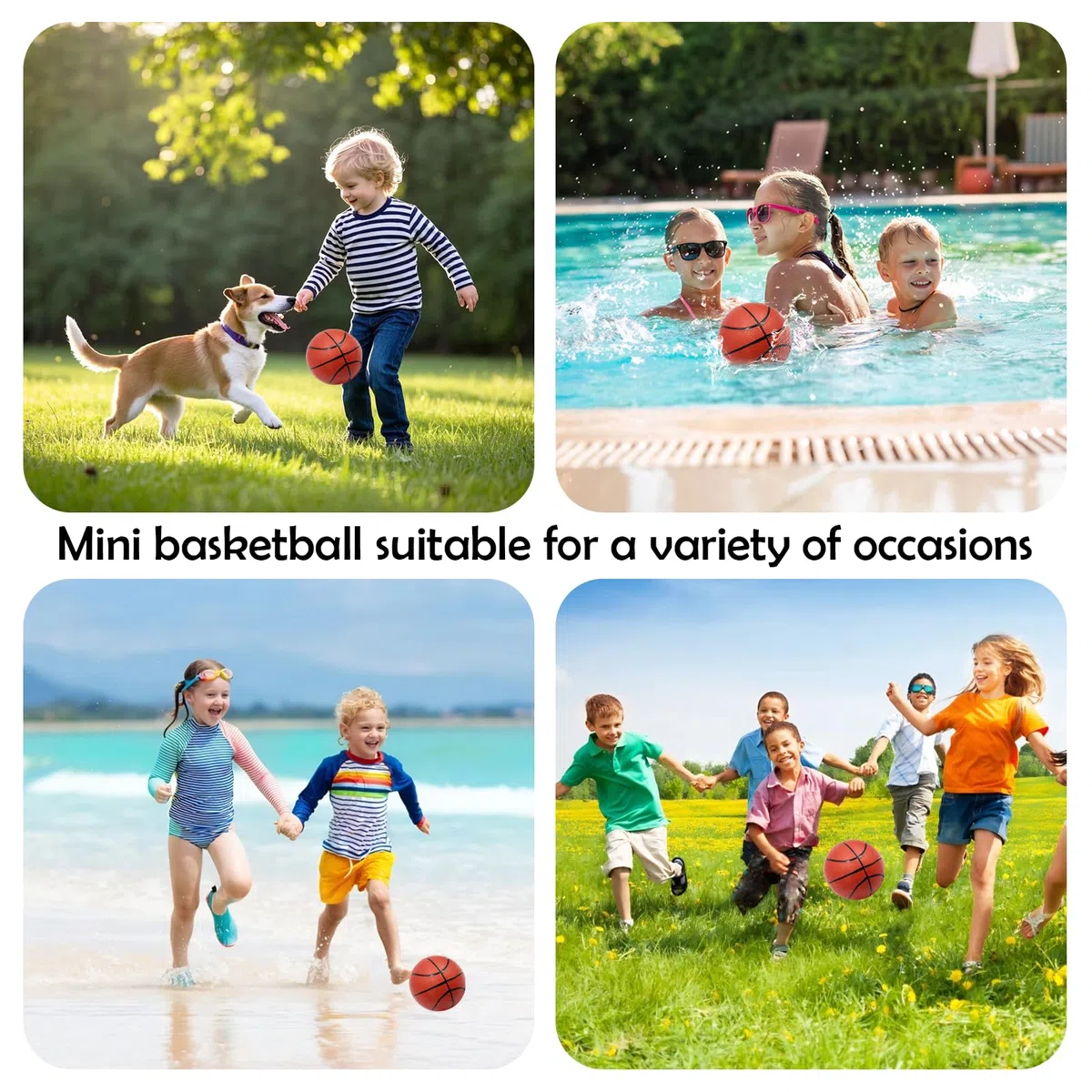 Mini-Basket, 5 Pezzi da 14 cm Piccole Palle da Basket, Palloni da Basket Gonfiabili per Bambini con Pompa, Palloni da Piscina per Giochi Sportivi da Spiaggia per Feste Indoor e Outdoor