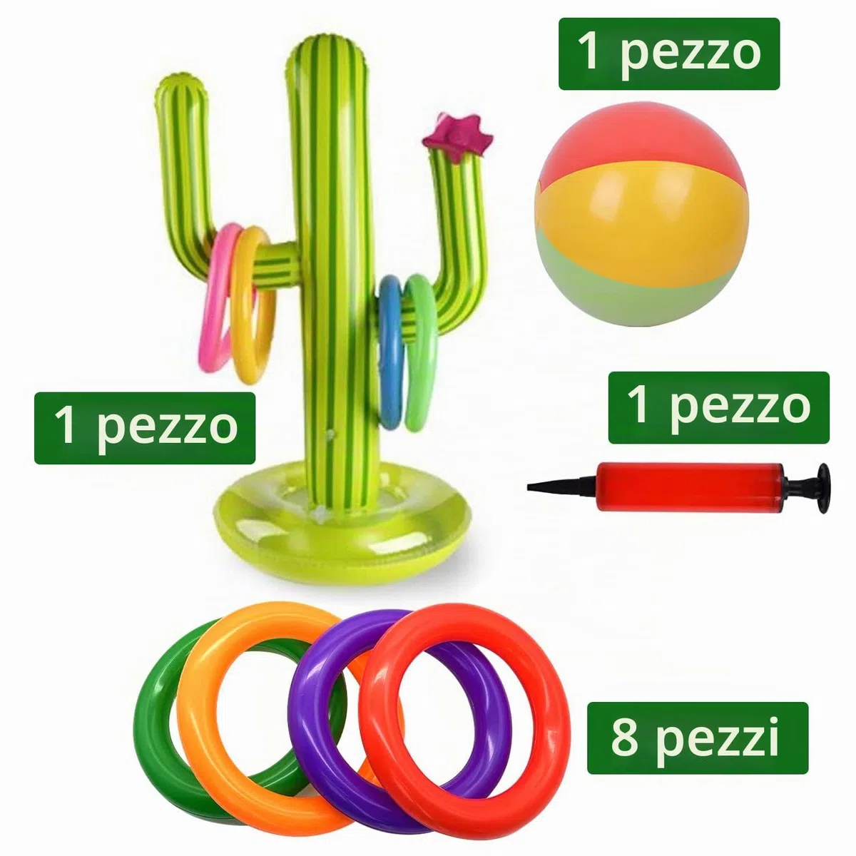 Set Giocattoli Gonfiabili Piscina, Cactus Gonfiabile per Le Feste Estive, Divertimento in Acqua , per Bambini, Adulti