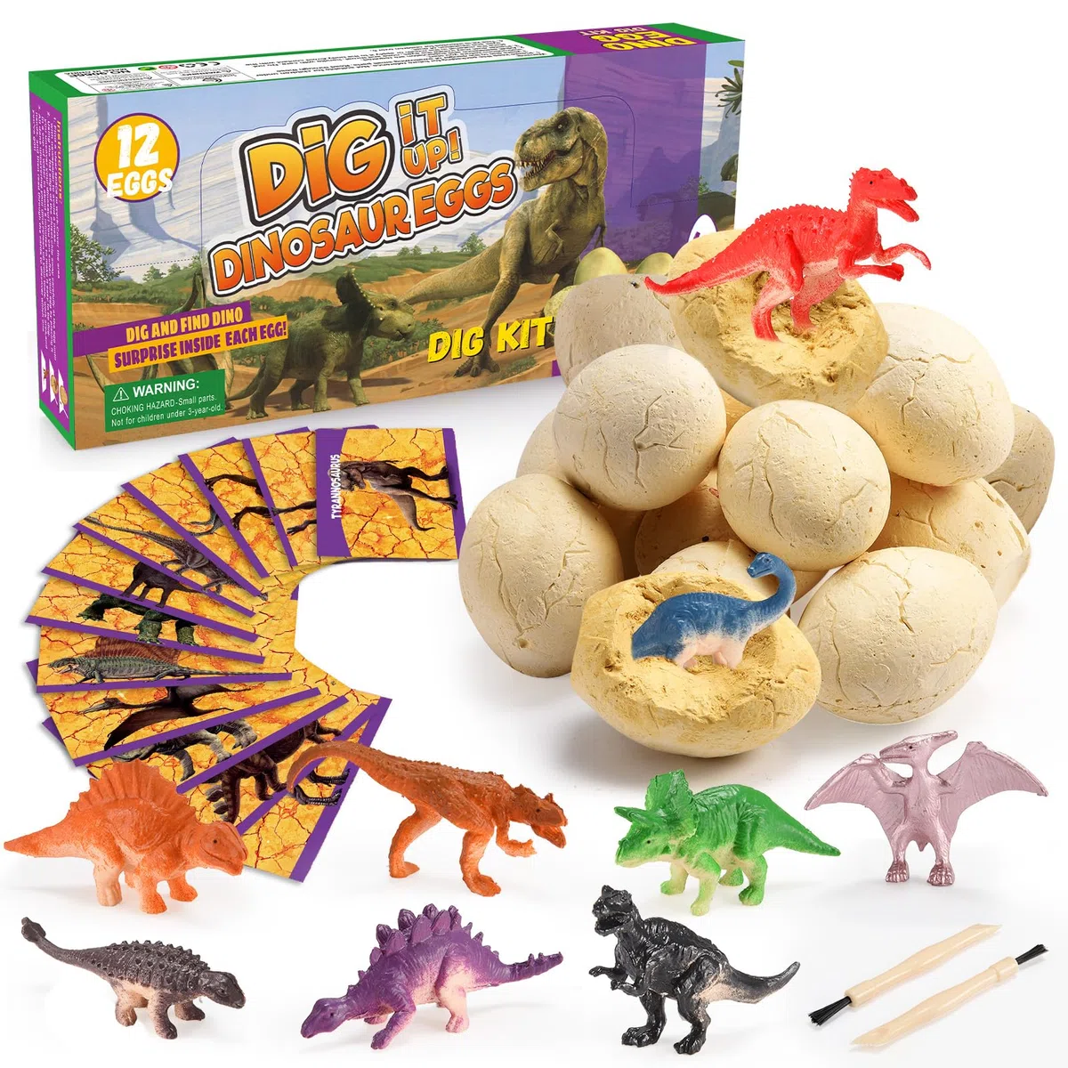 iKidiki Dinosauri per Bambini, Giochi Bambini 3 4 5 6 7 8 Anni Regalo Bambino 3-8 Anni Giocattolo per Scavare Uova di Dinosauro Gioco Bambino 4 5 6 Anni Maschio