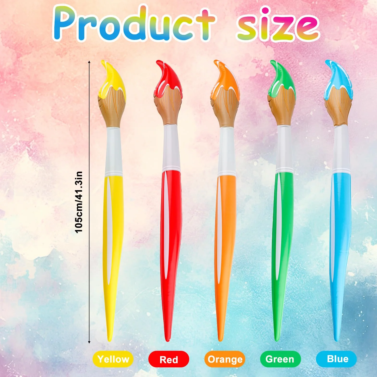BOXOB 5pz Pennelli Gonfiabili Giganti, Set Pennelli Colorati Gonfiabili 105cm Grandi Palloncini con Pennello Ideali per Ritorno a Scuola per Compleanni Feste Artistiche e Pittura(5 Colori)