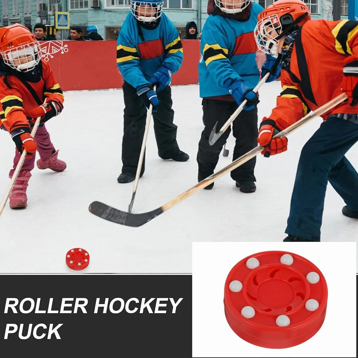 Kiuiom Gioco di Hockey su Rotelle,Interni di Sport Dischi Hockey,Street Hockey Puck Accessori,Hockey Outdoor Inline Hockey,Hockey Puck per Esercitarsi,Rosso