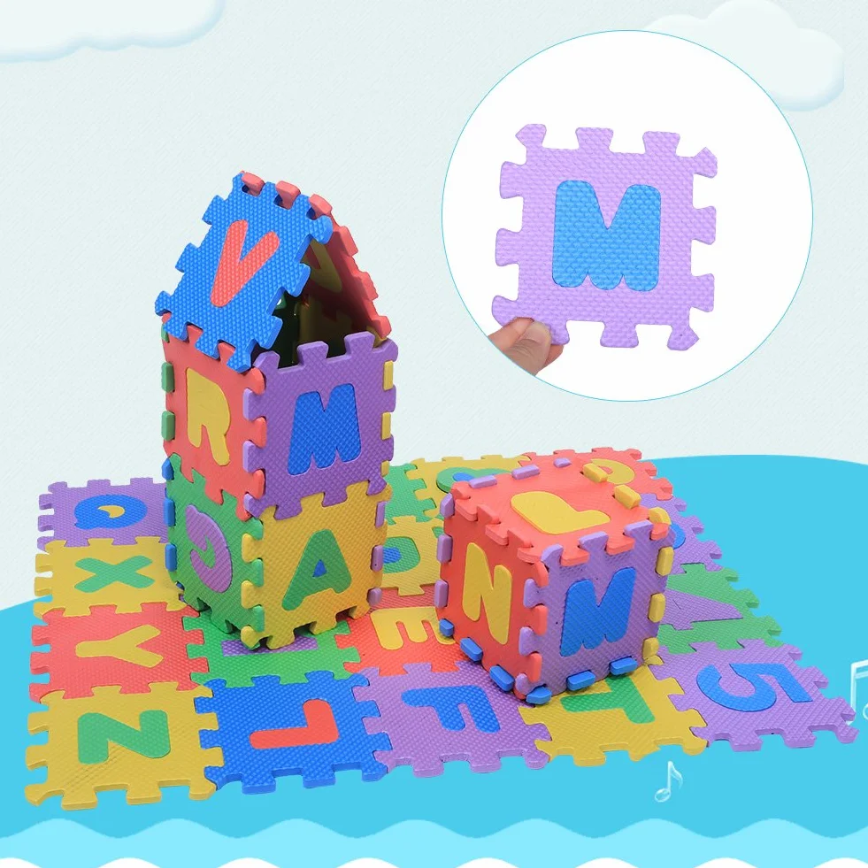 Tappeto Puzzle Per Bambini,Tappetino Da Gioco Per Bambini Puzzle In Schiuma, 36 Pezzi Tappeto Da Gioco In Schiuma Eva Morbida Piastrelle Per Pavimenti Multicolore Per Bambini Numeri E Lettere Neonati