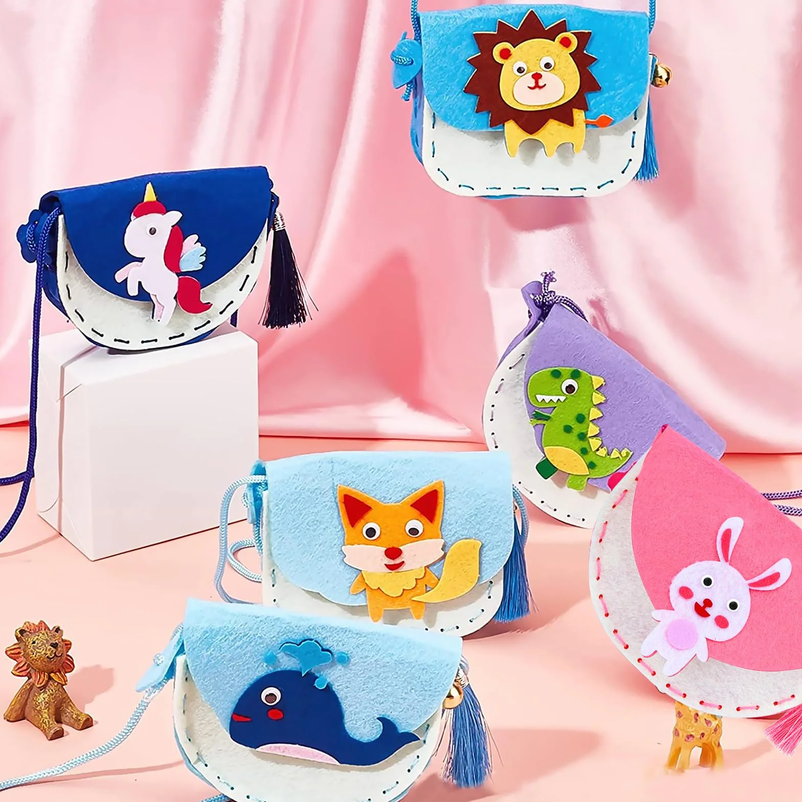 Omnikryp Set da Cucito Fai da Te per Bambini, Kit Cucito Bambina, Pacchetto da Cucire Include 6 Semplici Progetti Set Lavoretti Cucitura, Confezione da Cucire per Bambini Educativi e Principianti