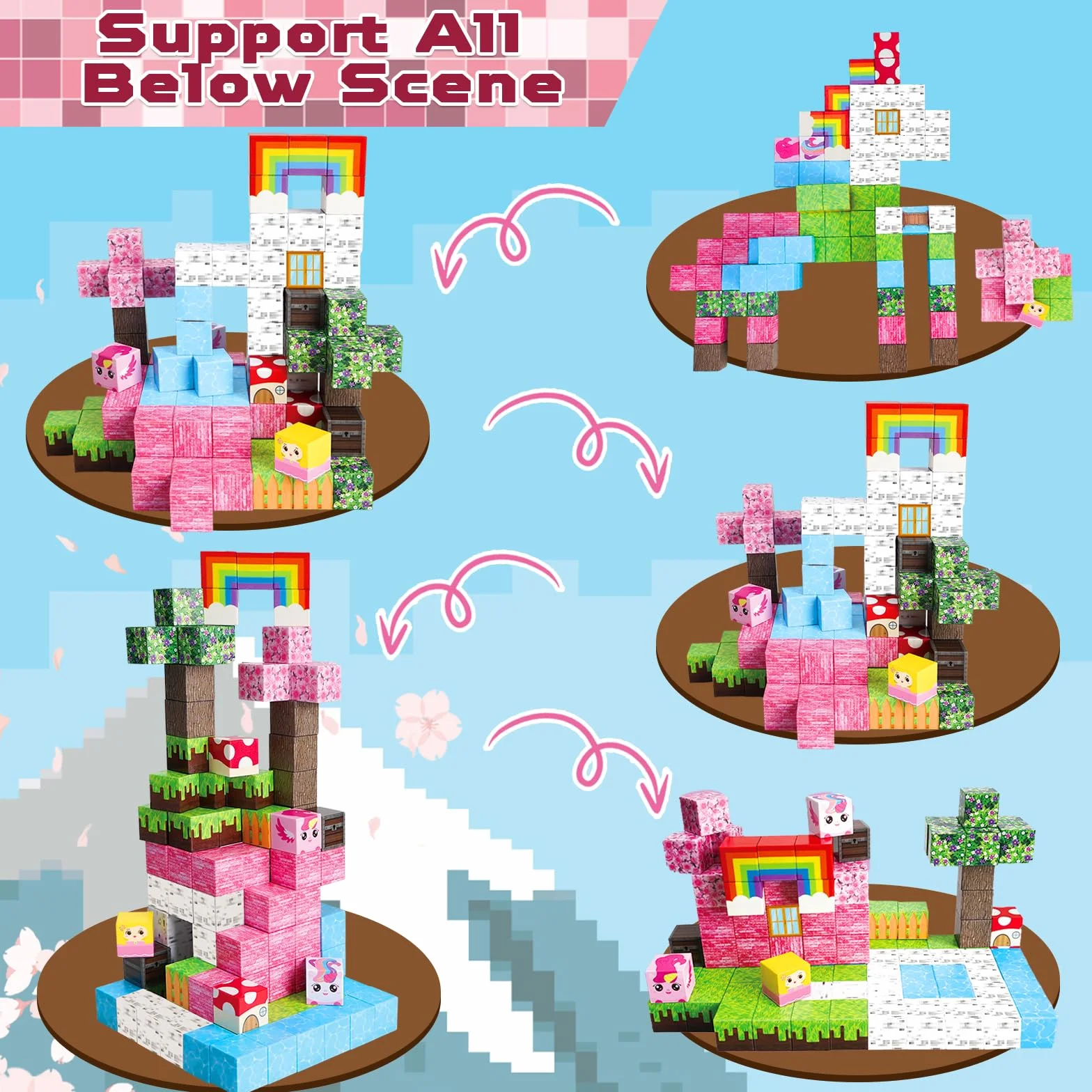 Blocchi Magnetici Mondo di costruzioni magnetiche Costruisci il Mio Favoloso Mondo Magnetico di Unicorni 100 Pezzi Blocchi Magnetici Regali di Unicorni per Ragazze 4 5 6 7 8 9 Giochi Magnetic