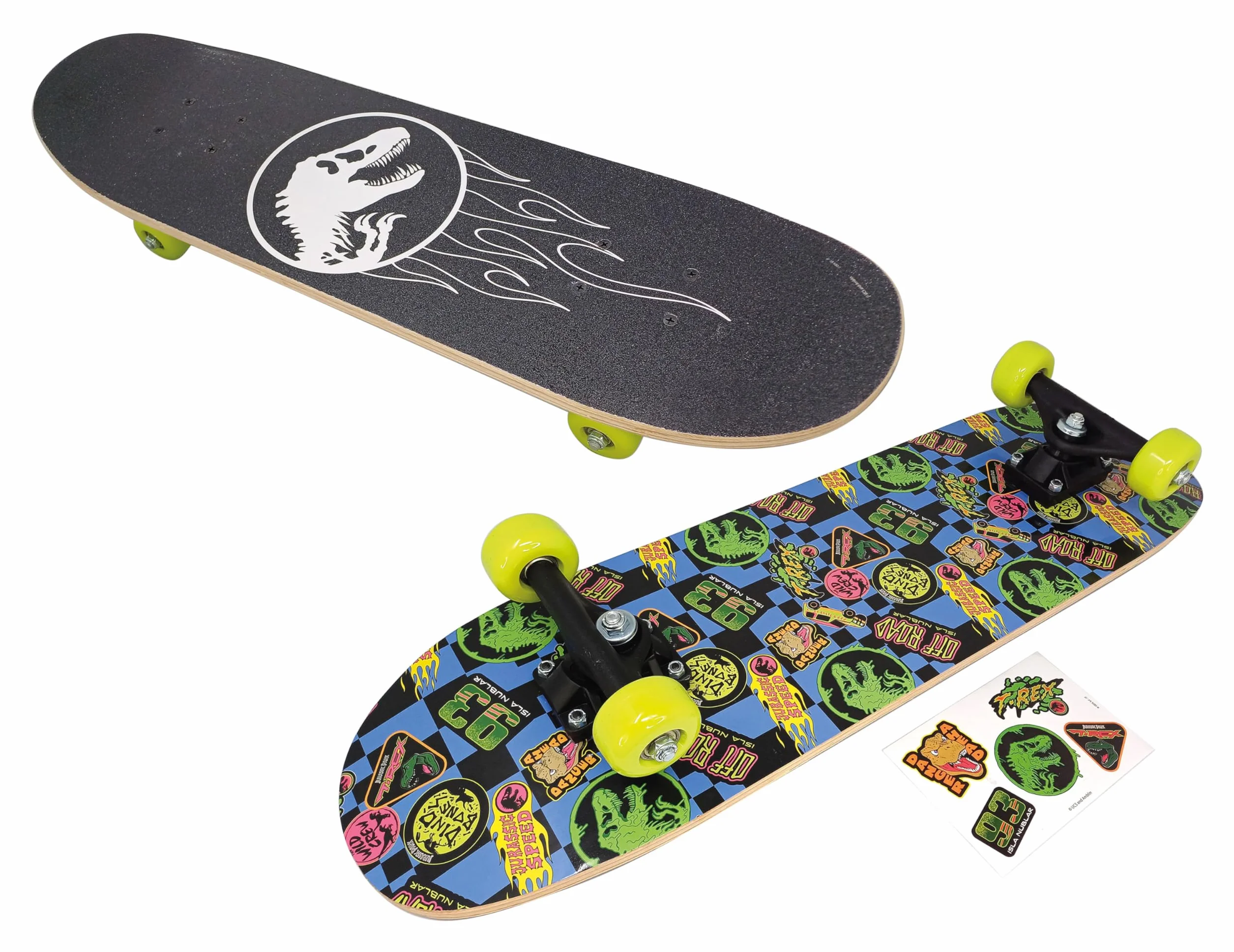 ODS - Jurassic Park - Skateboard, Lunghezza 71 cm, Ruote in PVC, Tavola in Legno, Età Consigliata +5 Anni