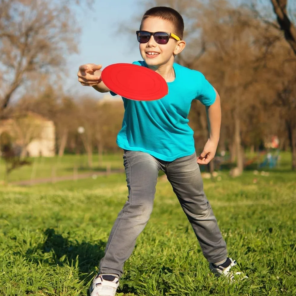 EQLEF Il dischetto di Volo del Flying disks Non Fa Scivolare i Giocattoli del Silicone Molle del Bambino Tempo di Kid Sport all'aperto 2 pc (Rosso e Blu)