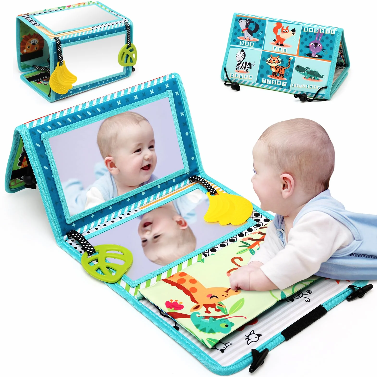 JoyLife Giochi Montessori Neonato 0 3 6 12 Mesi,Giocattoli a Specchio per Bambini,Libri Tattile Sensoriali Stoffa Neonati,Sensoriali Morbidi di attività Massaggiagengive Giocattoli Educativi Regali