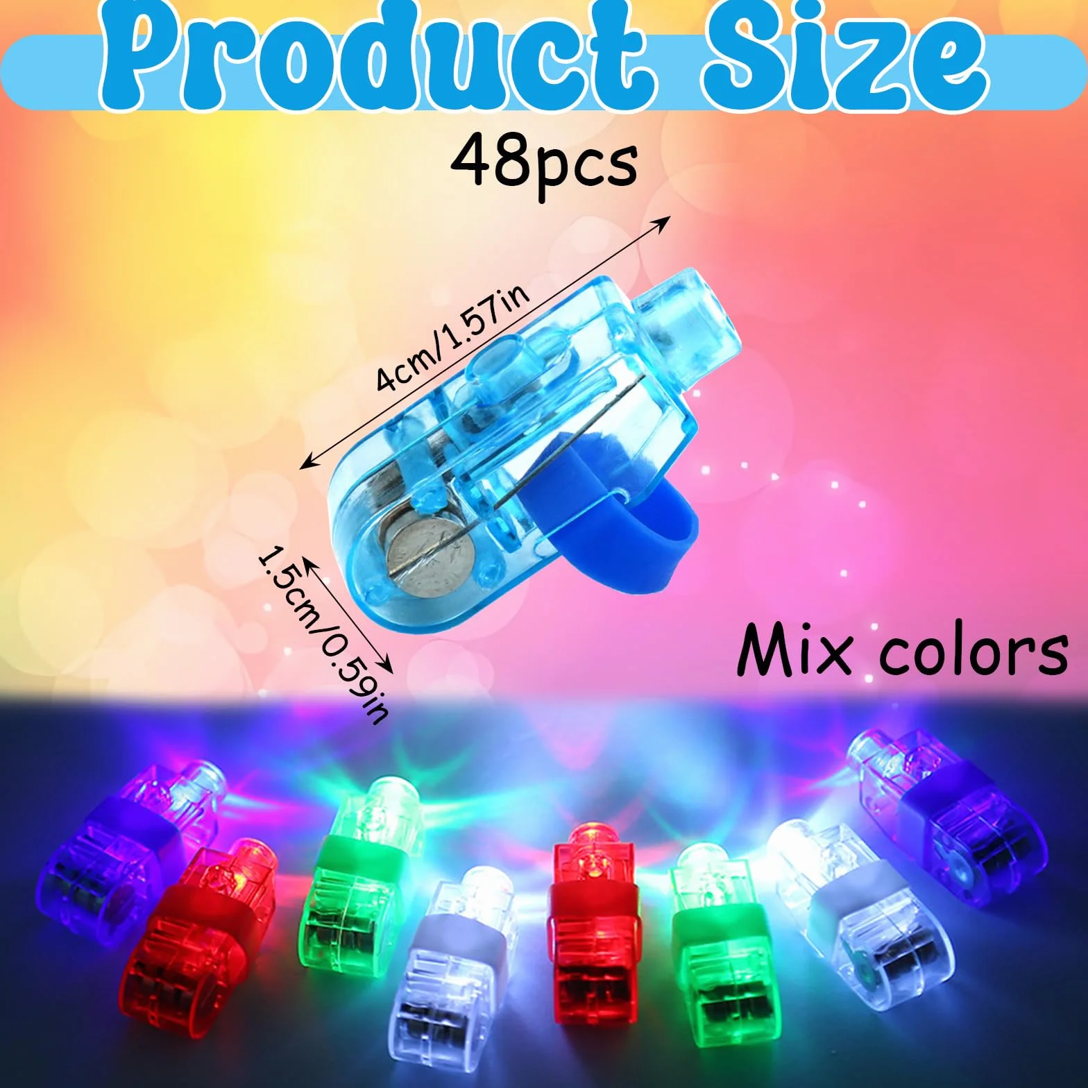 HhBdy 48 Pezzi Luci da Dito, Giocattoli Illuminati a LED Multicolore Bastoncini Luminosi Divertente Addobbi di Carnevale Luminoso per Matrimoni Festival Musicali Feste di Compleanno