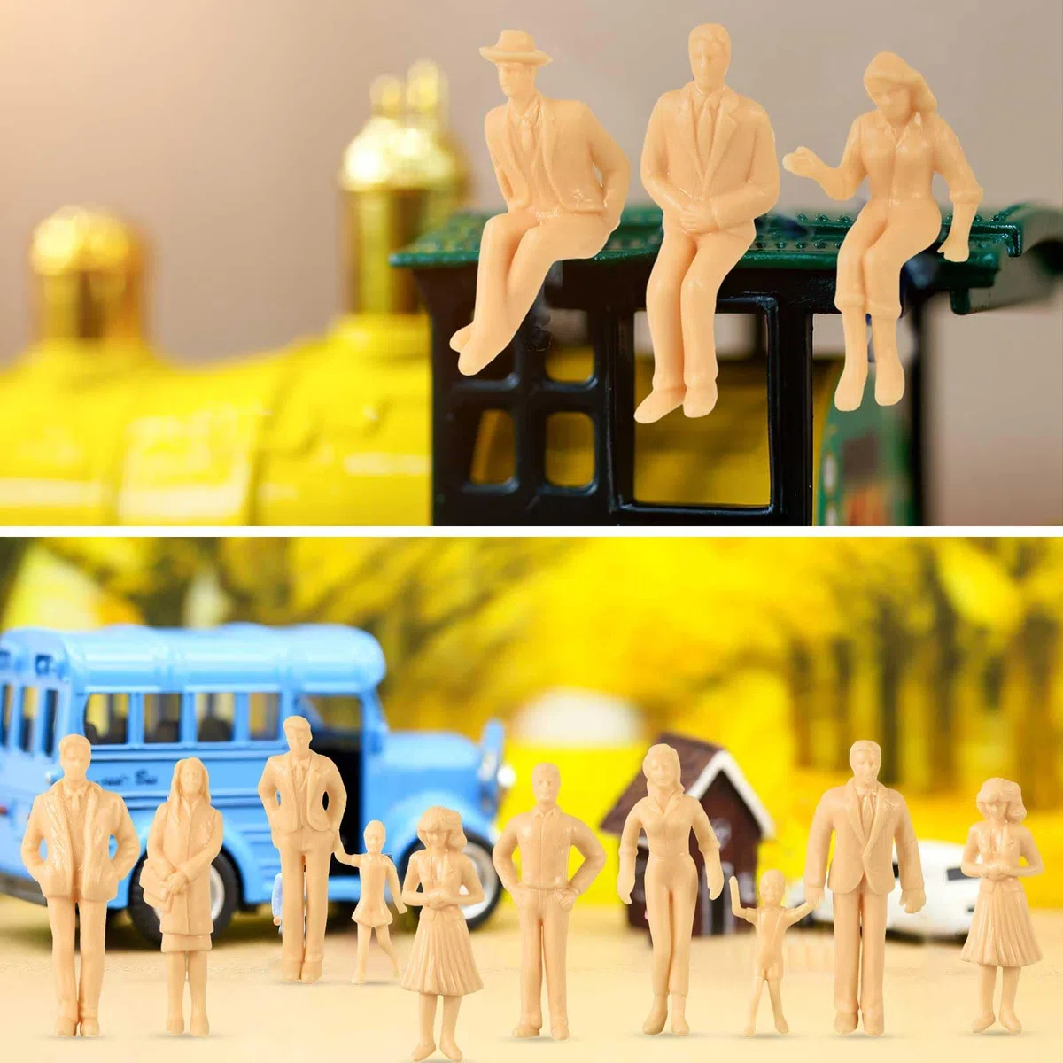Namalu Set di 30 statuette architettoniche 1:25 in plastica dipinte per modellino e treno