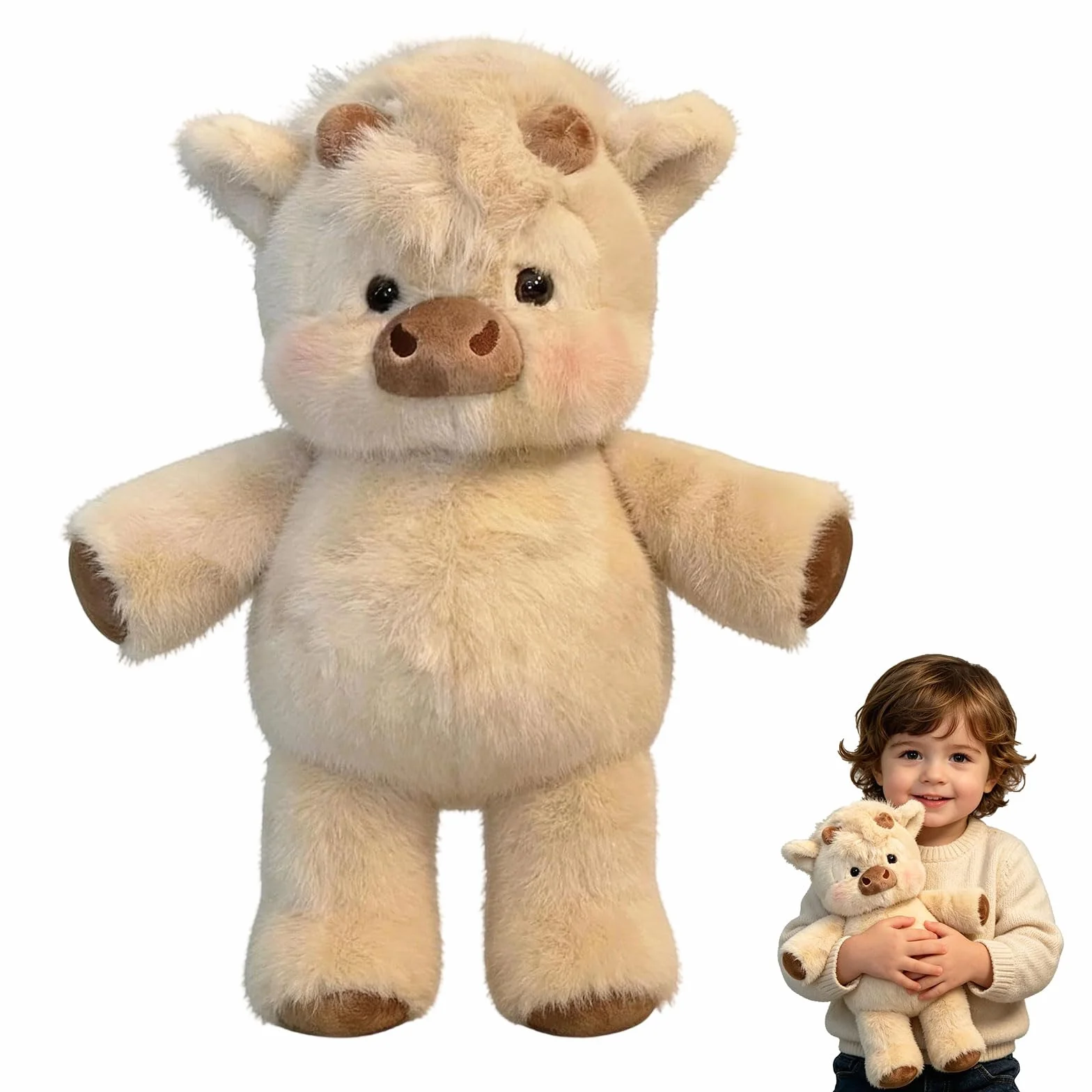 45cm Peluche Di Cinghiale，Peluche Che Corre, Peluch Mucca, Vitello Che Corre Morbido Giocattolo,Bambola Da Collezione，A Forma Di Pecora In Cartone Peluch Animato， regalo per ragazzi, ragazze, bambini