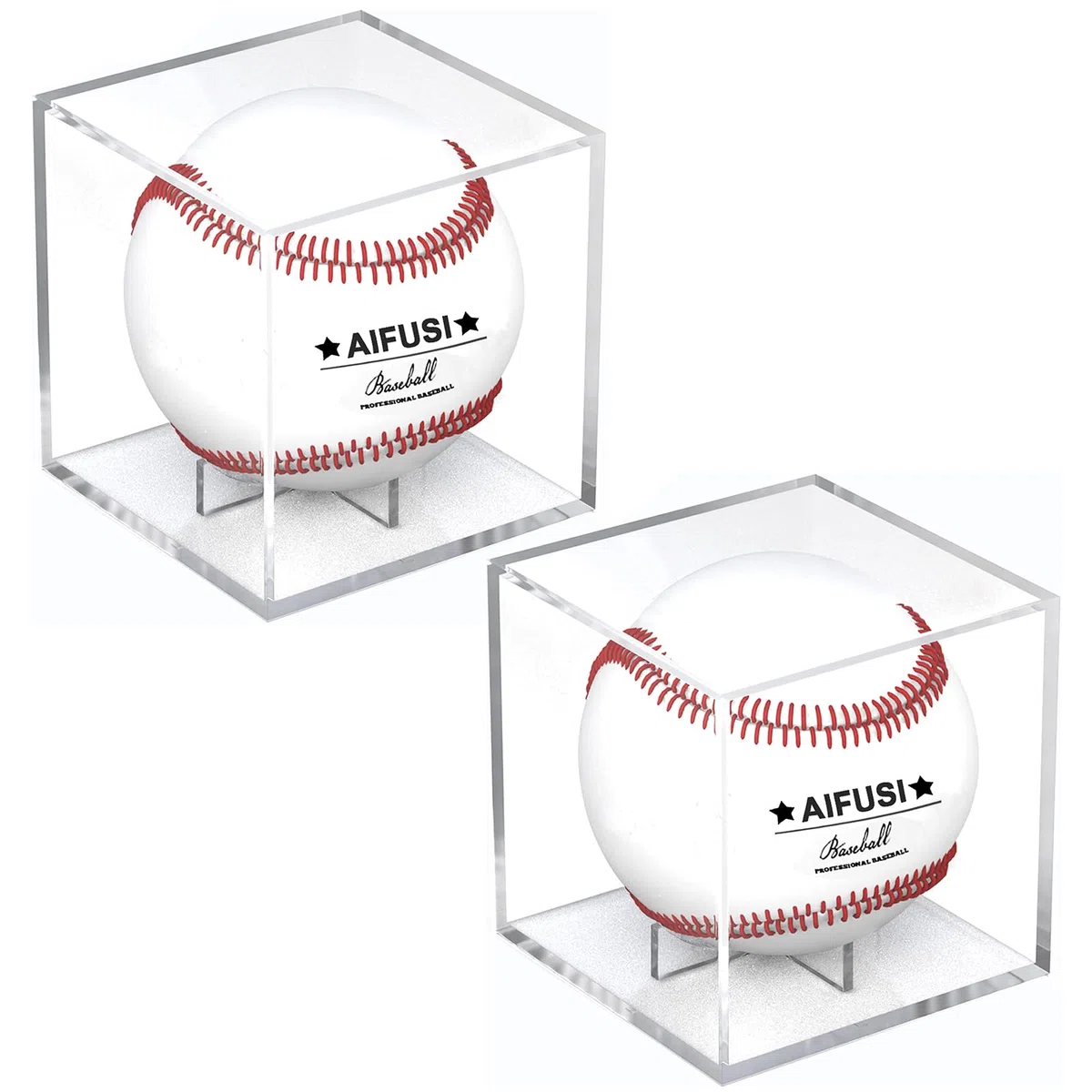 AIFUSI - Espositore da baseball, con protezione UV, in acrilico, quadrato, trasparente, ideale per palloni da baseball