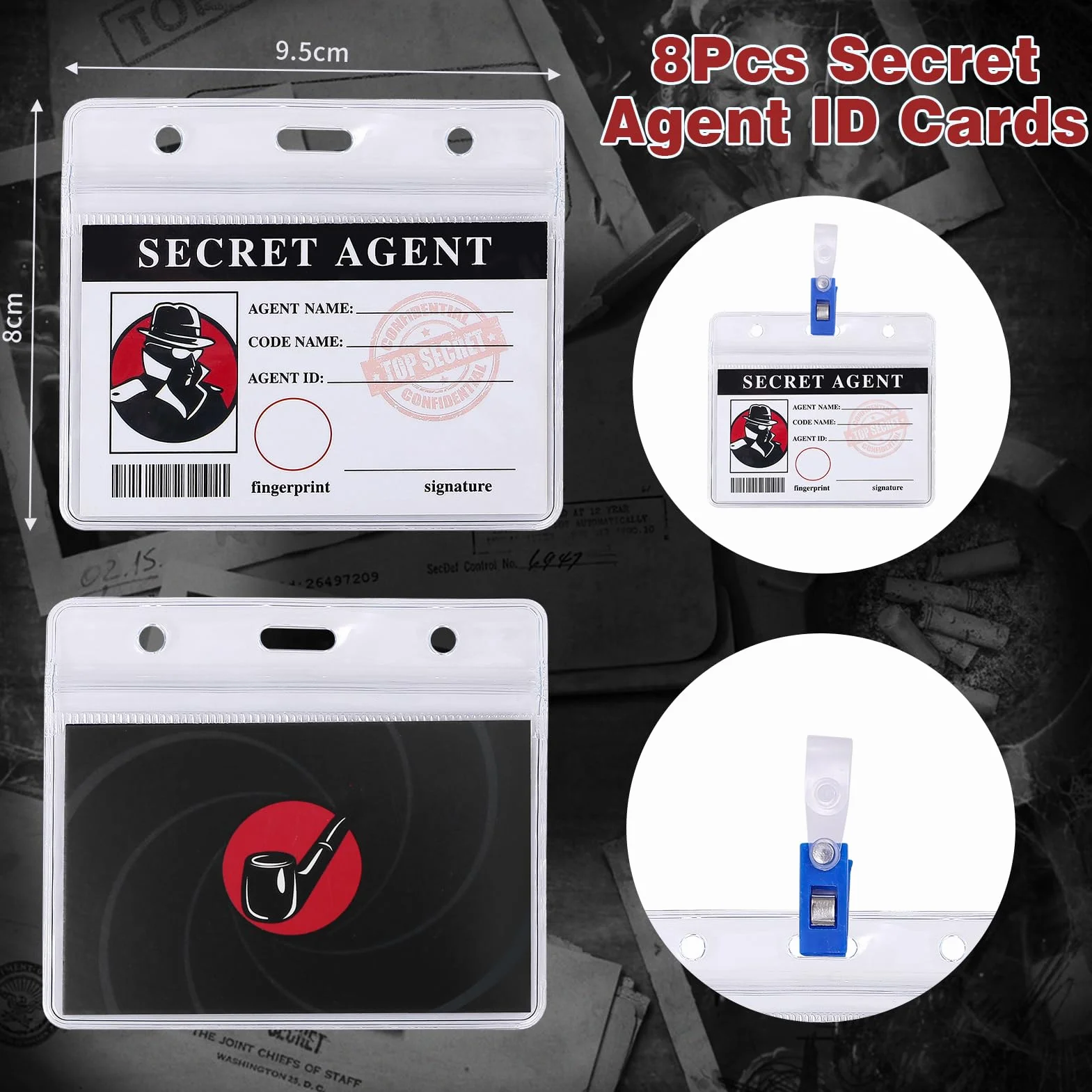 Detective Gadget Compleanno Bambini con Penna invisibile e Taccuino, Carte D'identità Detective, Lente D'Ingrandimento,Tamponi per Impronte Digitali, Kit Spionaggio Gioco Detective per Bambini