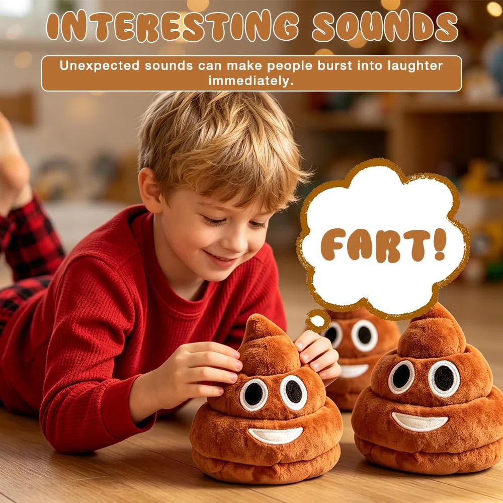 Mineup Poop Plush Pillow, 12cm Divertente Peluche Parlante a Forma Di Cacca- Emette Suoni Scoreggia, Poop Cuscino in Peluche Con Oltre 7 Diversi Suoni Di Scoreggia, Datto Ad Animali, Bambini e Adulti