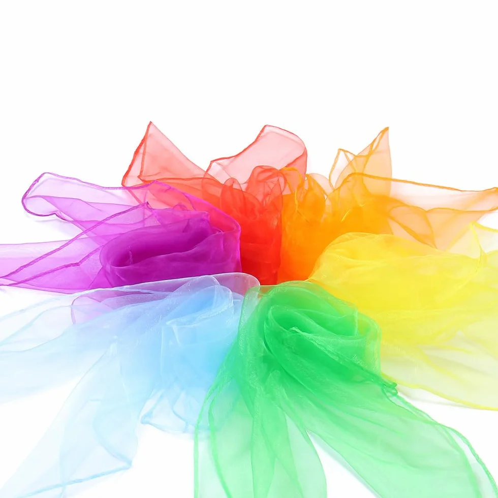 10 pezzi di fazzoletti quadrati per jongliere fazzoletti di seta fazzoletti di chiffon, fazzoletti da performance per danza, fazzoletti da ginnastica per jongliere sciarpe per danza, jongliere