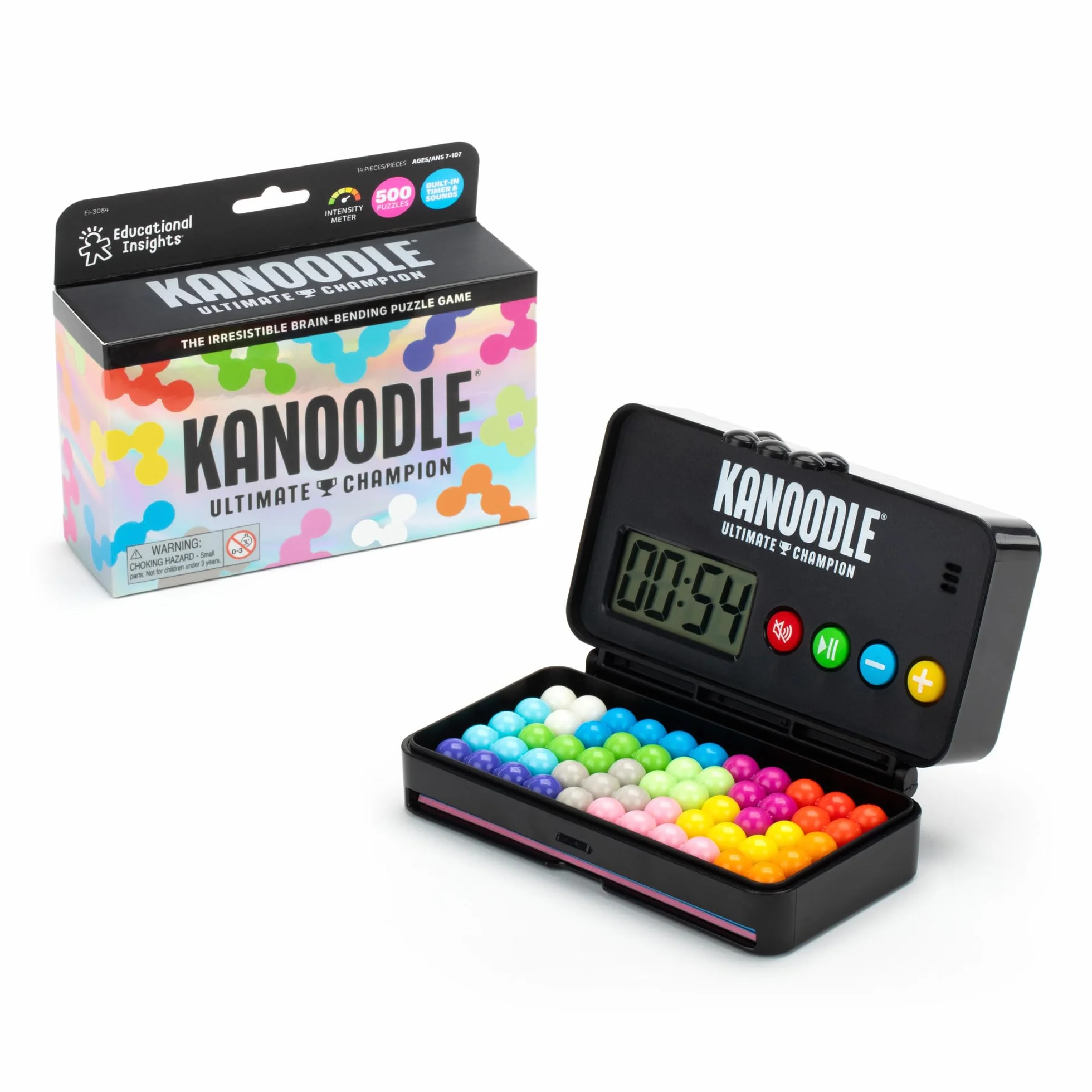 Learning Resources Kanoodle Ultimate Champion – Gioco rompicapo 3D portatile con schermo LED, 500 sfide da facile a “Genio”, logica e IQ per bambini 7+ e adulti