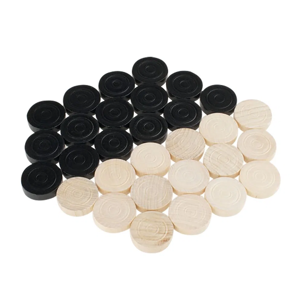 GICO Dame Mühle Backgammon - Pietre da gioco 31/8 mm, in legno, 15 naturale, 15 nero, 2800