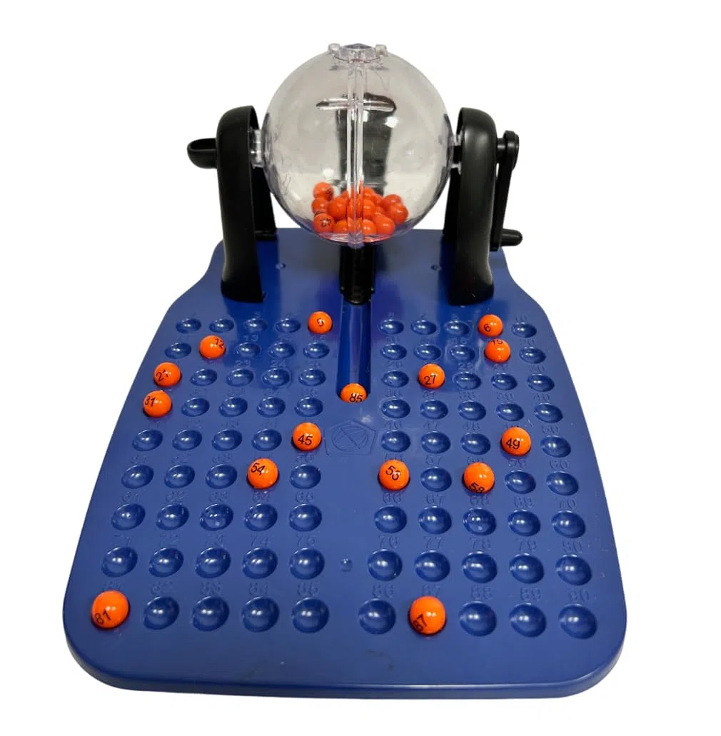 Generico Tombola 48 Cartelle con Bussolotto Girevole Gioco Bingo Lotto Gioco Tombola Bingo Lotto con Cestello per Pesca Automatica 48 cartelle con Ruota Girevole Automatica