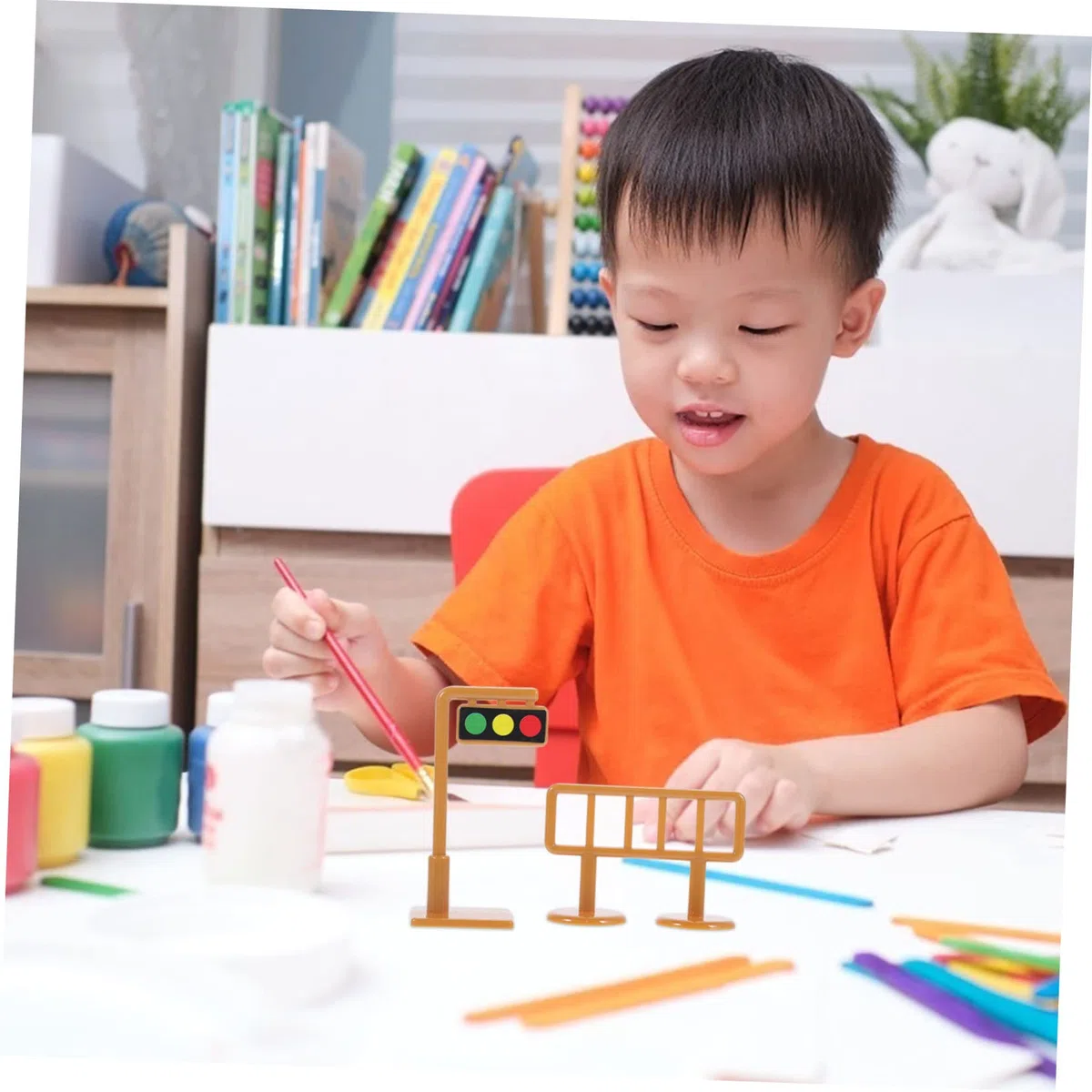 Set 2 Kit Segnali Stradali Giocattolo in Plastica per Bambini, Mini Barricate e Cartelli di Segnaletica, Gioco Educativo di Sicurezza Stradale e Apprendimento Creativo