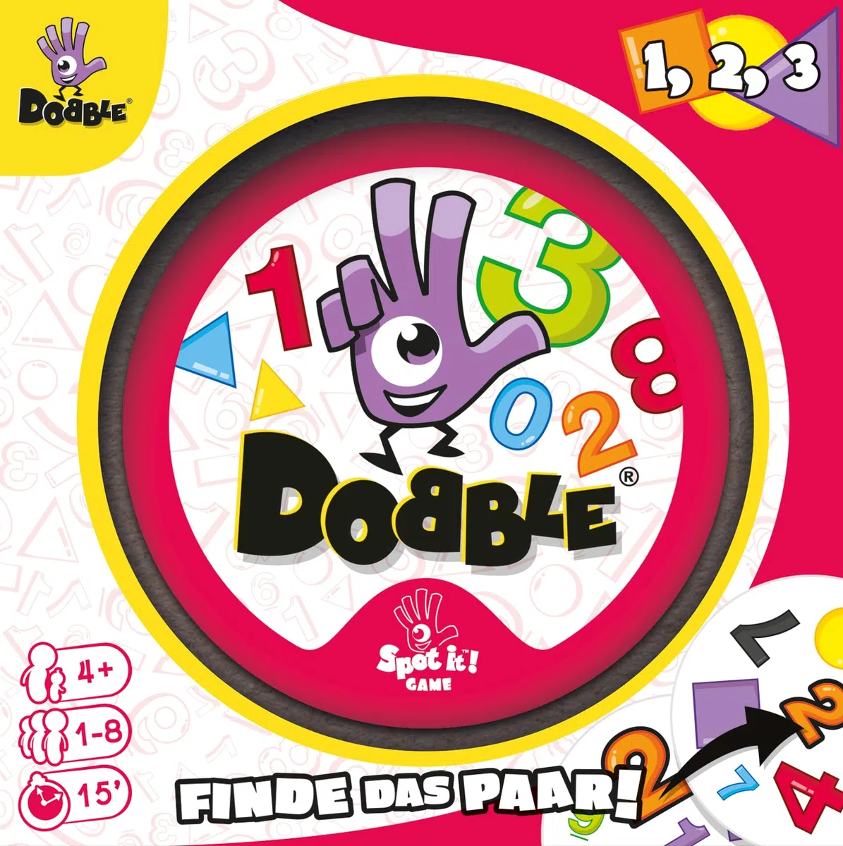 Zygomatic, Dobble 1,2,3, Eco-Sleeves, Gioco di Carte, 1-5 Giocatori, dai 3+ Anni, 10 Minuti, Tedesco