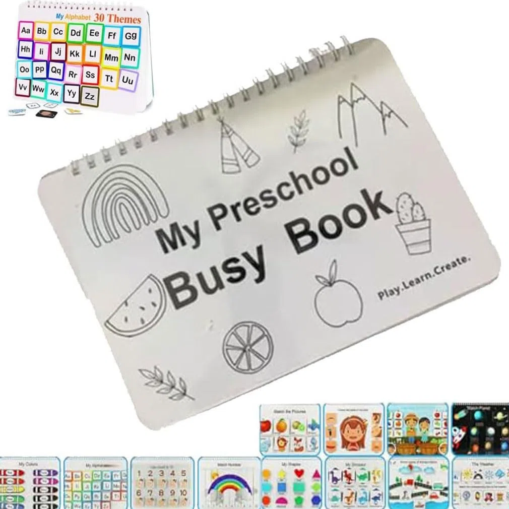 My Preschool Busy Book, Preschool Learning Activities-Toddler Busy Book for Kids, Busy Board per Bambini, Giochi Montessori, Giochi Educativi Tabellone Attivitài, Gioco Educativo Pannello Sensoriale