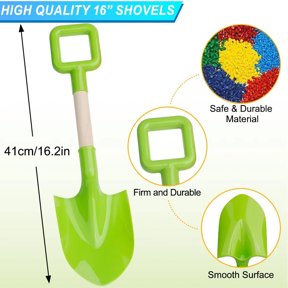 40 cm di lunghezza per bambini Spiaggia Picche di Sabbia Giocattoli Strumenti di Giardinaggio Kit Sandbox Robusto Paletta in Legno Resistente Manico In Plastica ABS Vanga per Giardino Sabbia