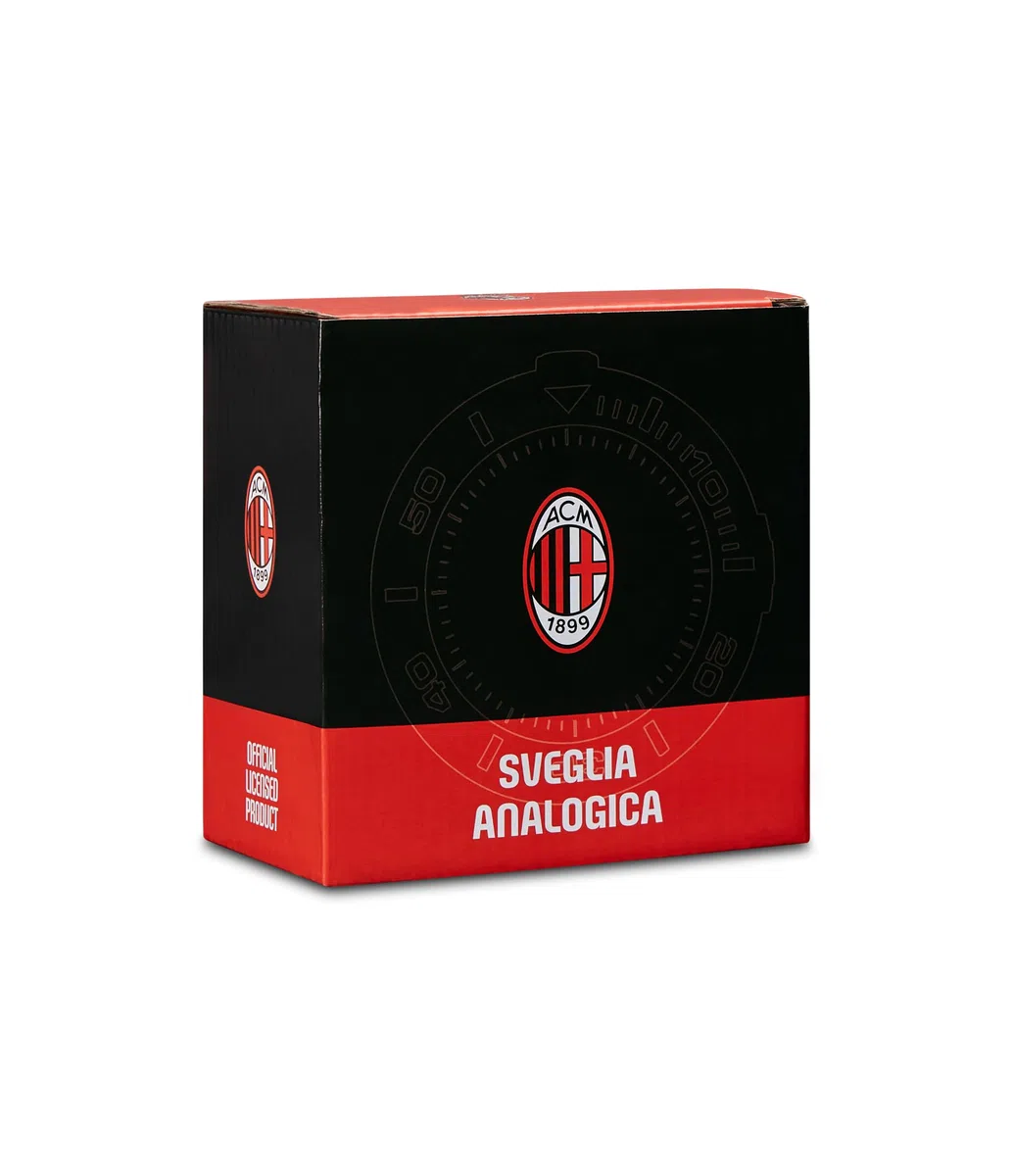 Seven Sveglia analogica A.C. MILAN al quarzo con movimento continuo, Prodotto ufficiale, Calcio, Idea regalo bambini e adulti