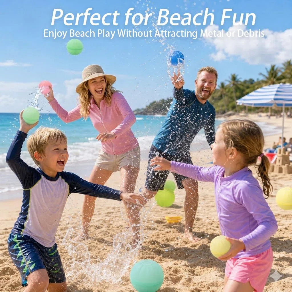 Palloncini Acqua in Silicone Riutilizzabili, 12 Pezzi, Riempimento Rapido Autosigillante, Senza Magneti, per Bambini e Adulti, Piscina Spiaggia Giardino