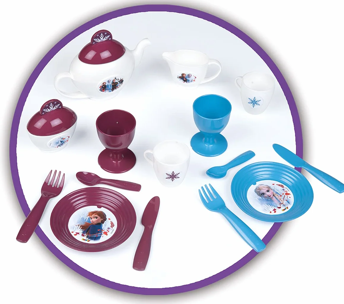 Smoby - Frozen - Vassoio da tè XL - 17 accessori - Bicchieri, piatti, teiera inglese, zuccheriera e altri - Dai 3 anni - Prodotto in Francia
