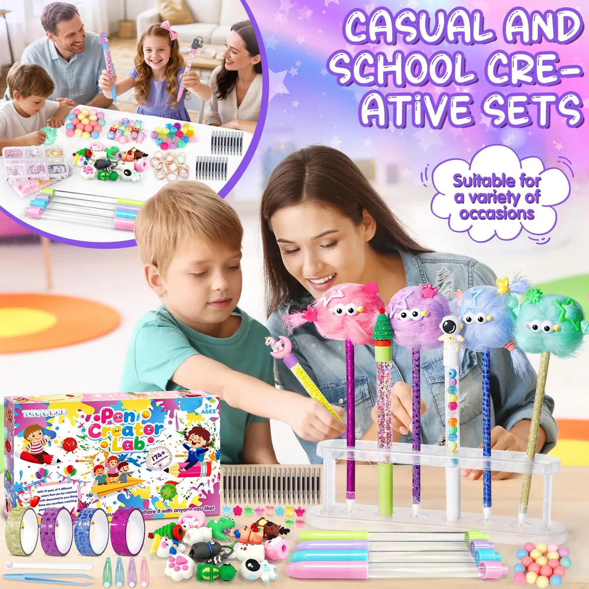 Laboratorio Delle Penne Personalizzate con 170+ Accessori, Kit Creativo per Creare Penne Fabbrica, Lavoretti Creativi per Bambini, Idee Regalo per Ragazze 5-12 Anni