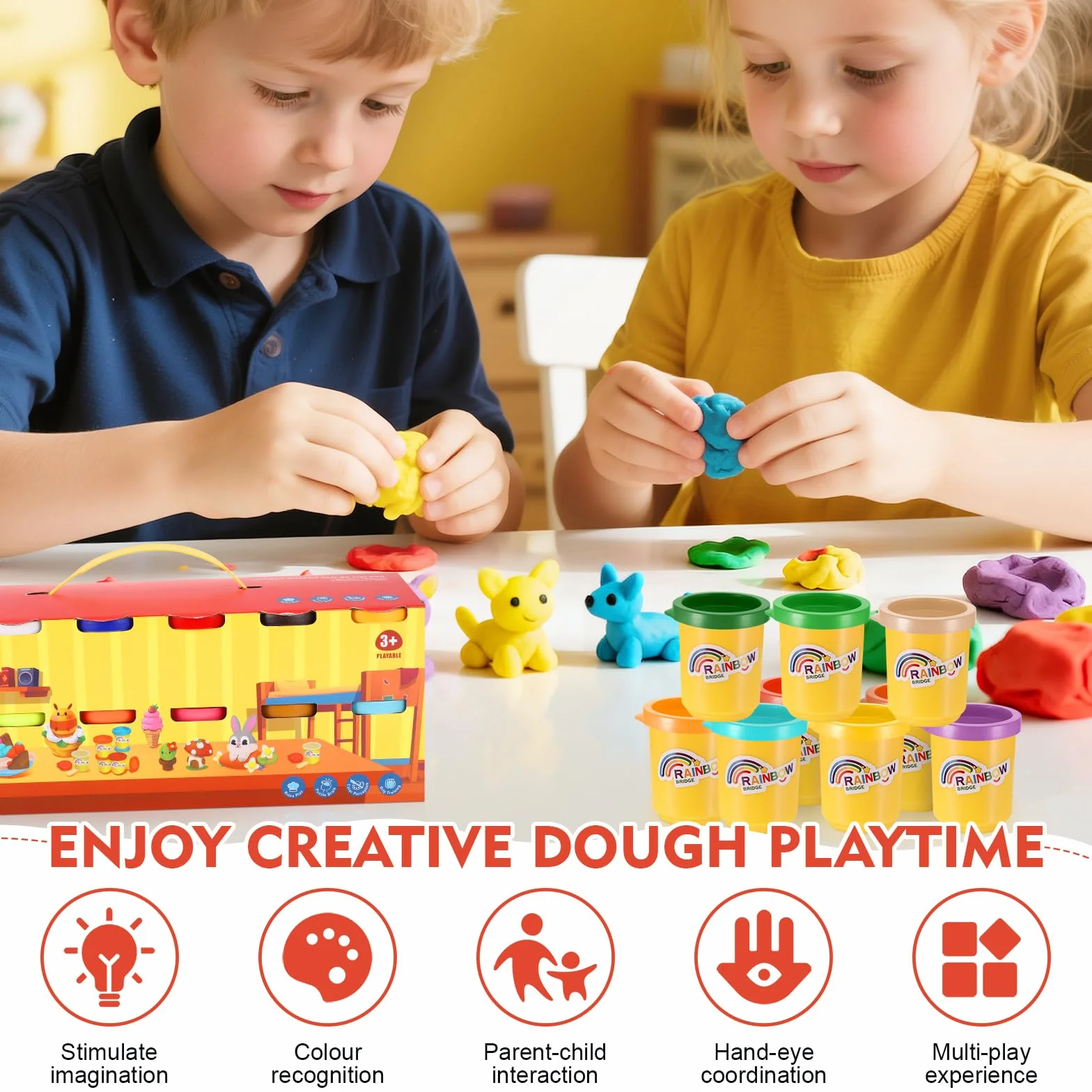 Zocipro 24 Vasetti Plastilina per Bambini, Pasta Modellabile di 24 Colori, Regalo per le Feste e Compleanni per Bambini e Bambine dai 3 Anni in Su, 50g/Vasetti