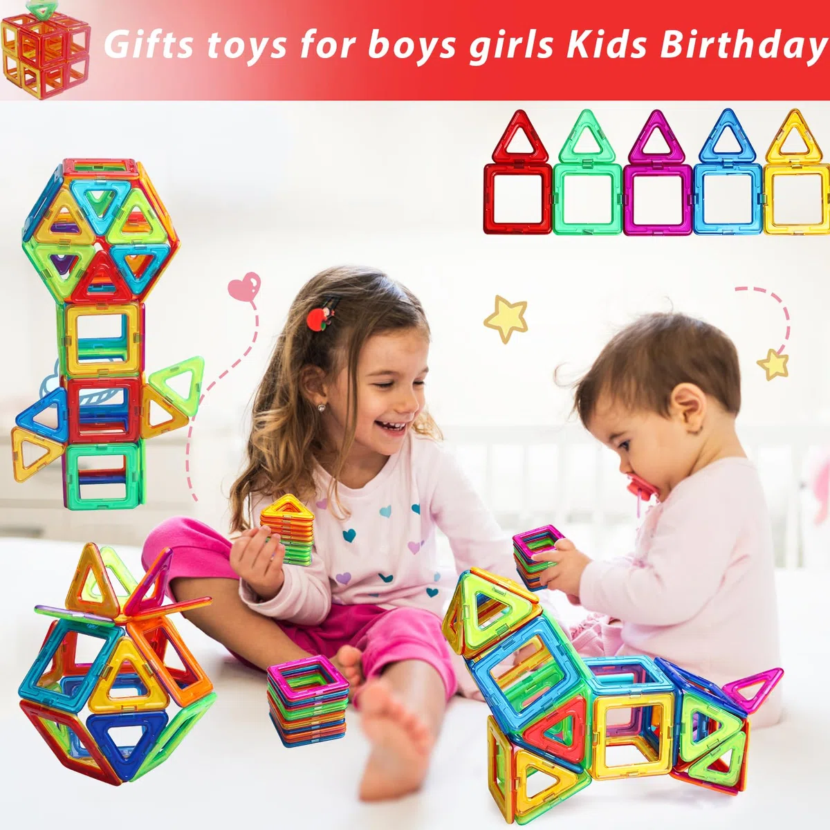 Costruzioni Magnetiche Giochi per Bambini 3 4 5 6 Anni 38 Pezzi Magneti Giochi Bambina 3 Anni Creativi Educativi Giochi Magnetici Idel Regalo Bambini Bambina Ragazzi 3 4 5 6 7 8 Anni Compleanno Natale