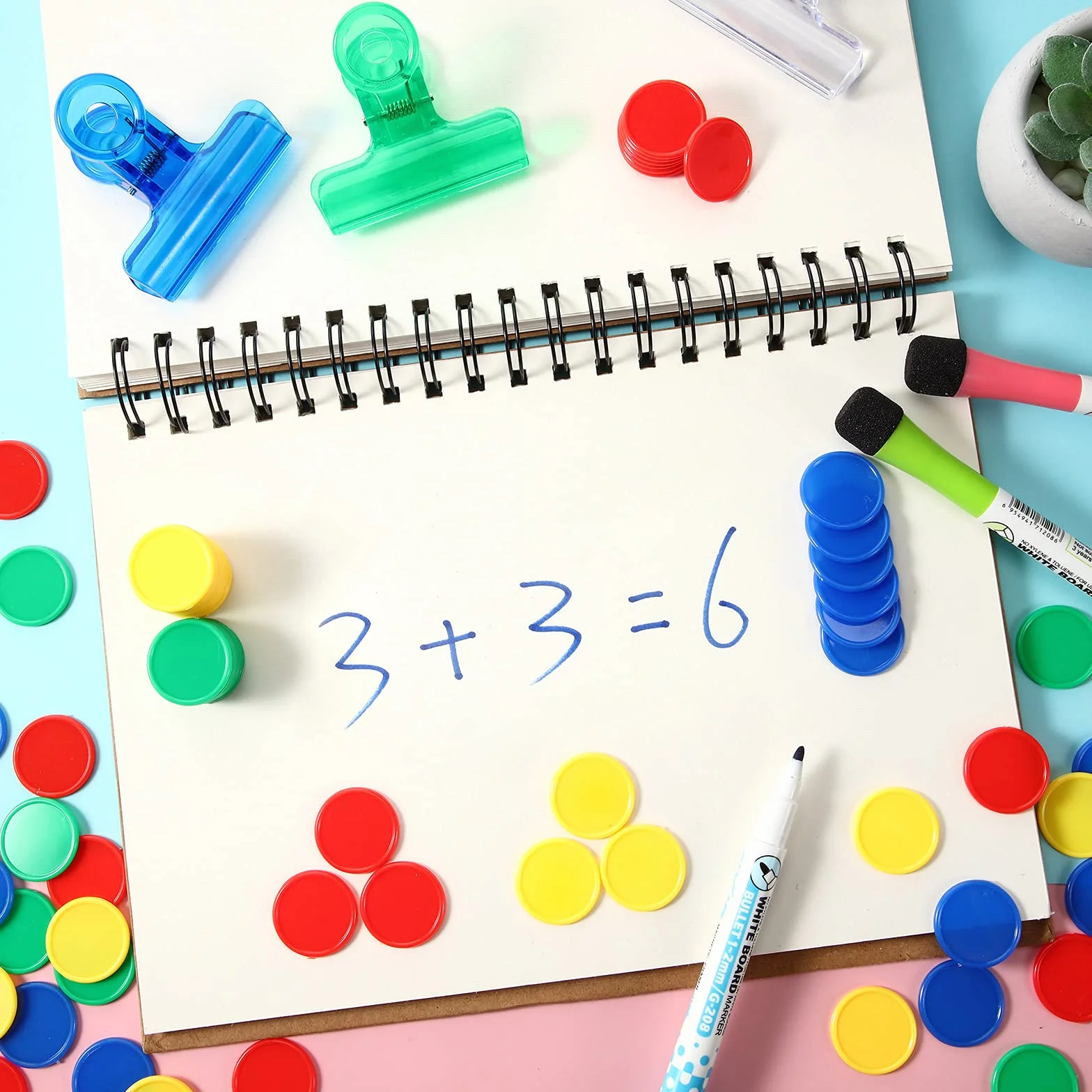 400 Fiches Poker in Plastica 4 Colori 1 Pollice - Chip per Conteggio Apprendimento Matematica