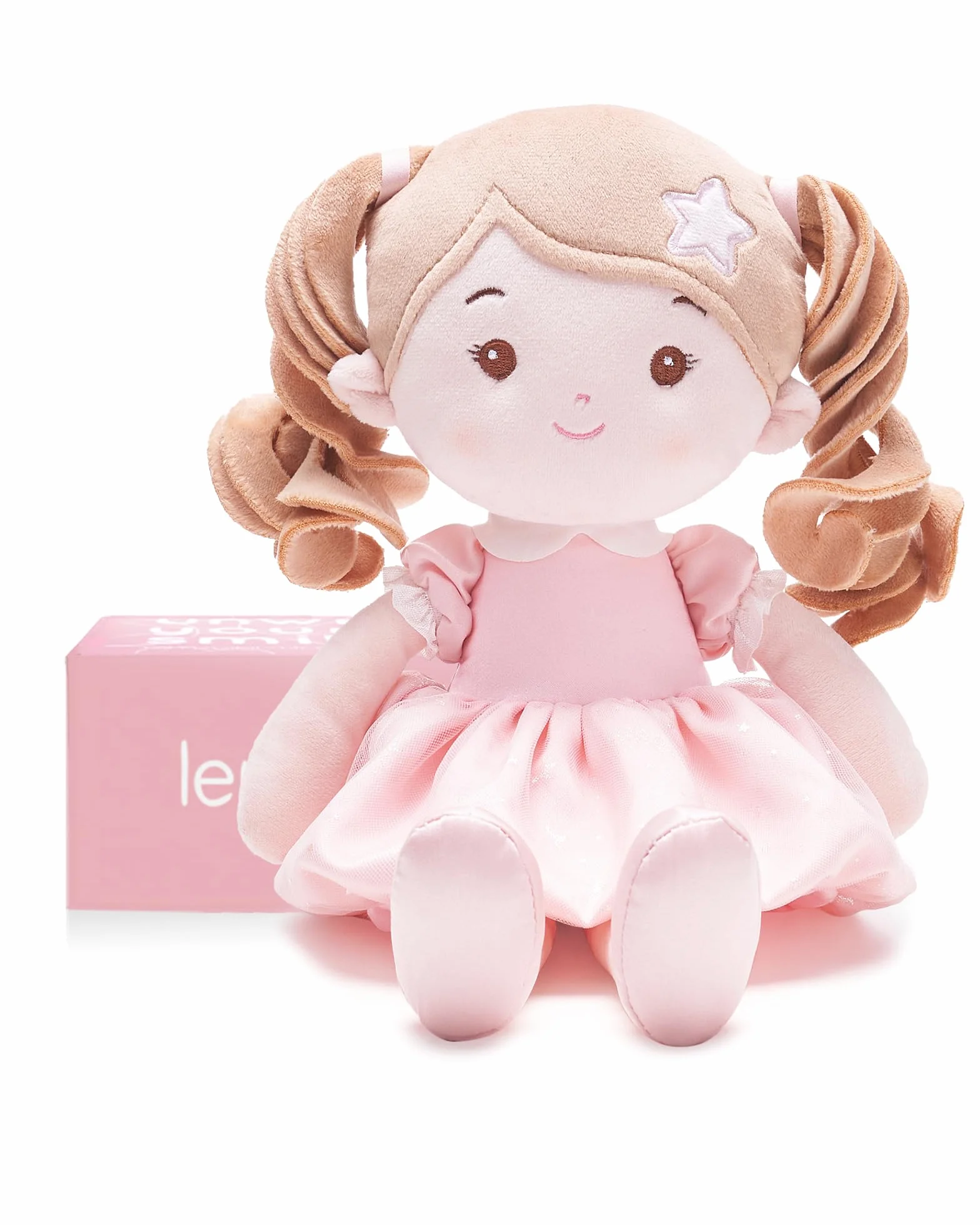 LeyaDoll Bambola morbida(12''), bambola bambina ideale come regalo bambino 1 anno, regalo di battesimo e Natale per bambina e neonati Daydream-Princess-Starlet-Light-Pink