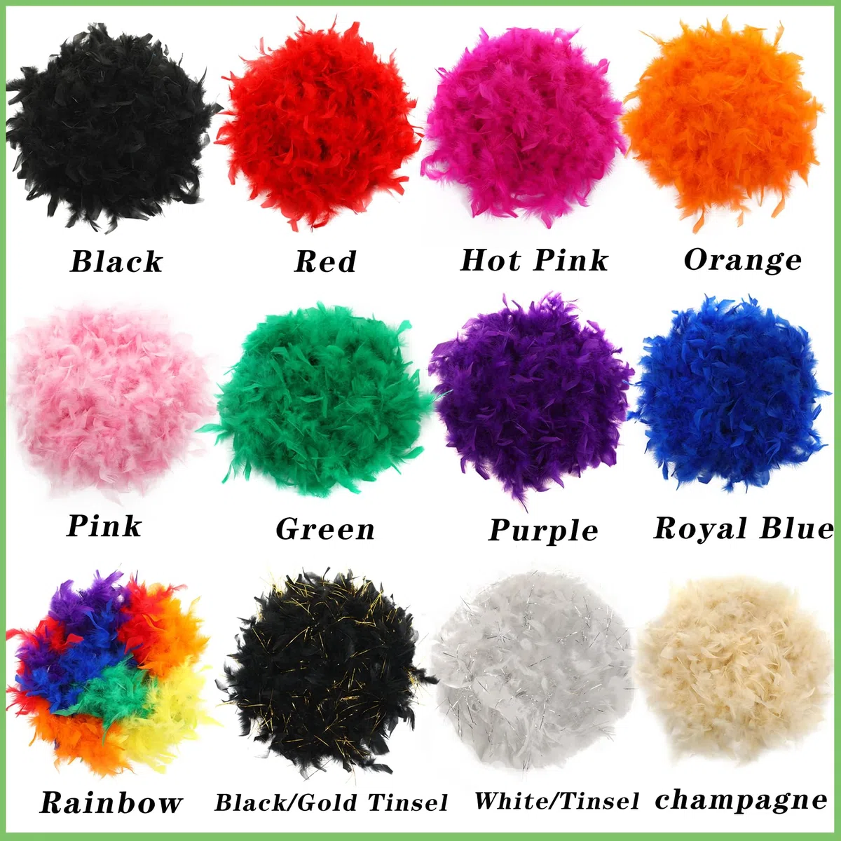 Boa di piume da 60 g, 18,8 m, per feste, Natale, matrimoni, centrotavola, costumi, concerti, animali domestici e decorazione della casa
