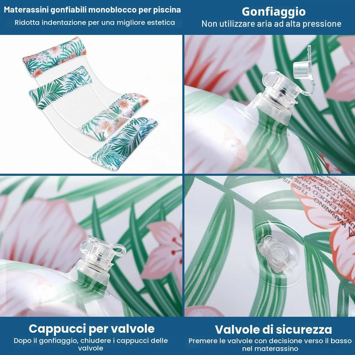 X2 Amaca Galleggiante per Piscina. Amaca da Piscina Gonfiabili per Piscina, Taglia Adulta. Gonfiabili Polifunzionali 4 in 1 per Nuoto, Materassini e Sedie Galleggianti, Ideali per Divertimento.