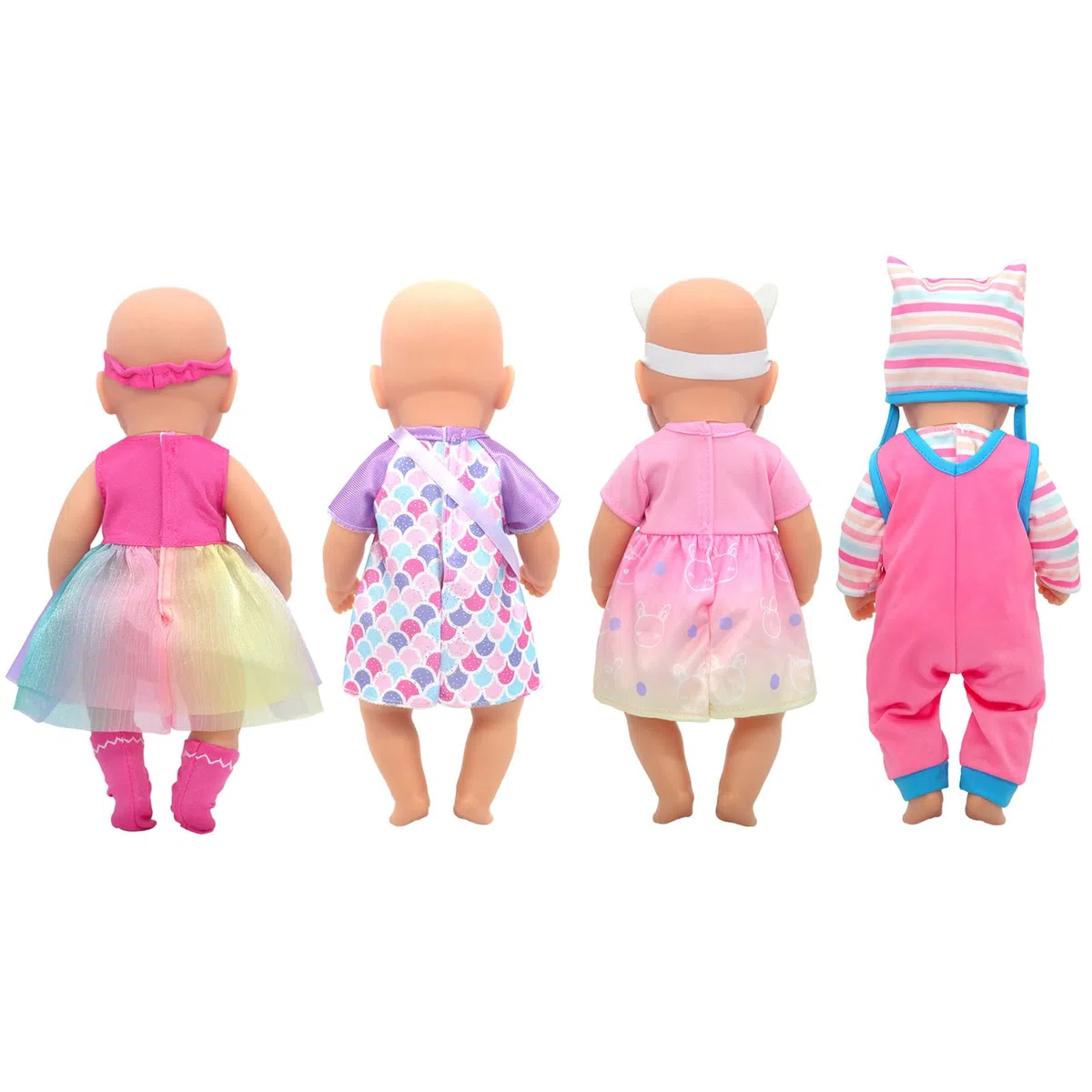 Set di vestiti per bambole con cappotto, fascia e calze per bambole da 28 a 34 cm, 4 confezioni