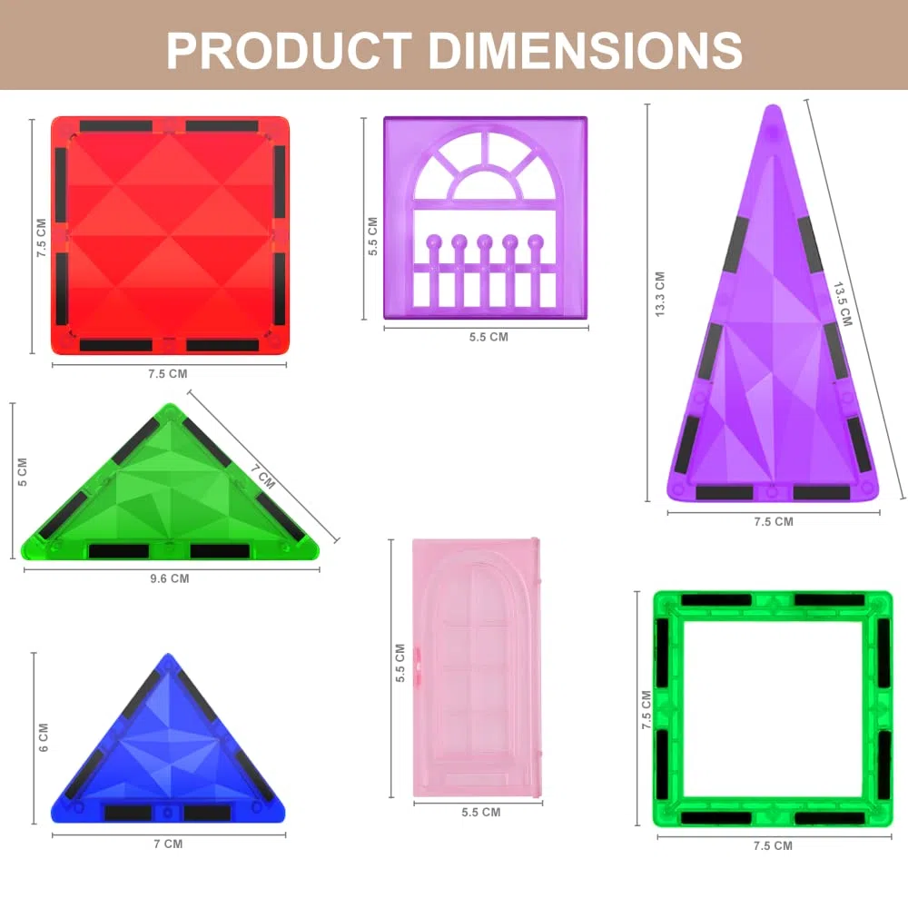 Gioco di Blocchi di Costruzione Magnetici – Blocchi Magnetici Educativi STEM per Bambini, Apprendimento Prescolare Sensoriale Montessori Giocattoli Magnetici per Bambini e Bambine 3+ Anni – 42 Pezzi
