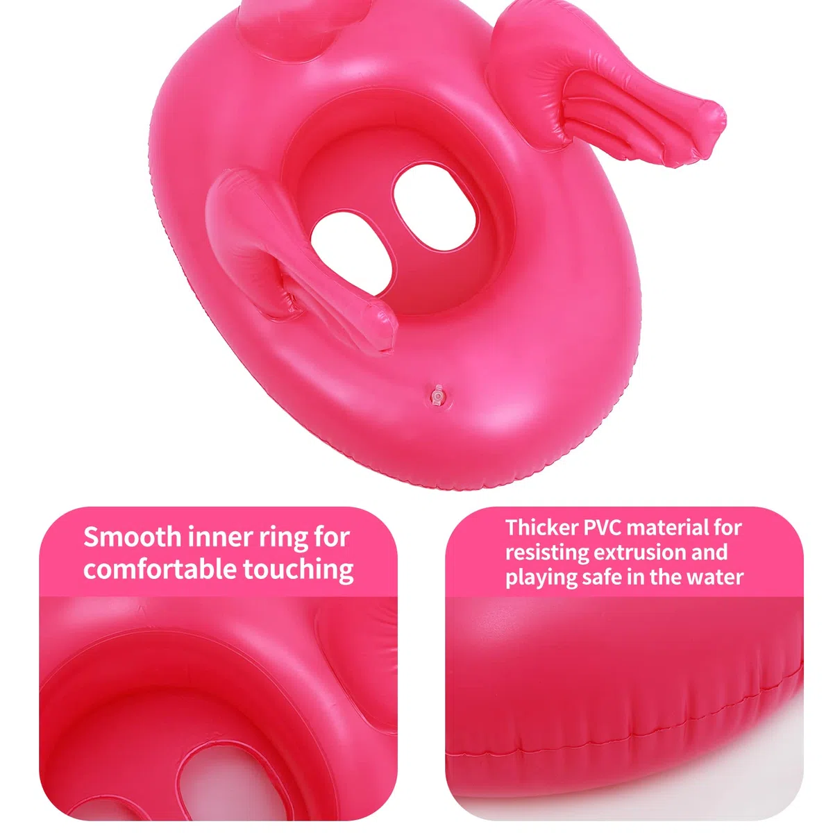 Giant Inflatable Flamingo Pool Float Swimming Ring Pool Toys Swimming Tube Water Toy Raft Lounger Summer Beach Swimming Float for Kids 1-5 Years
