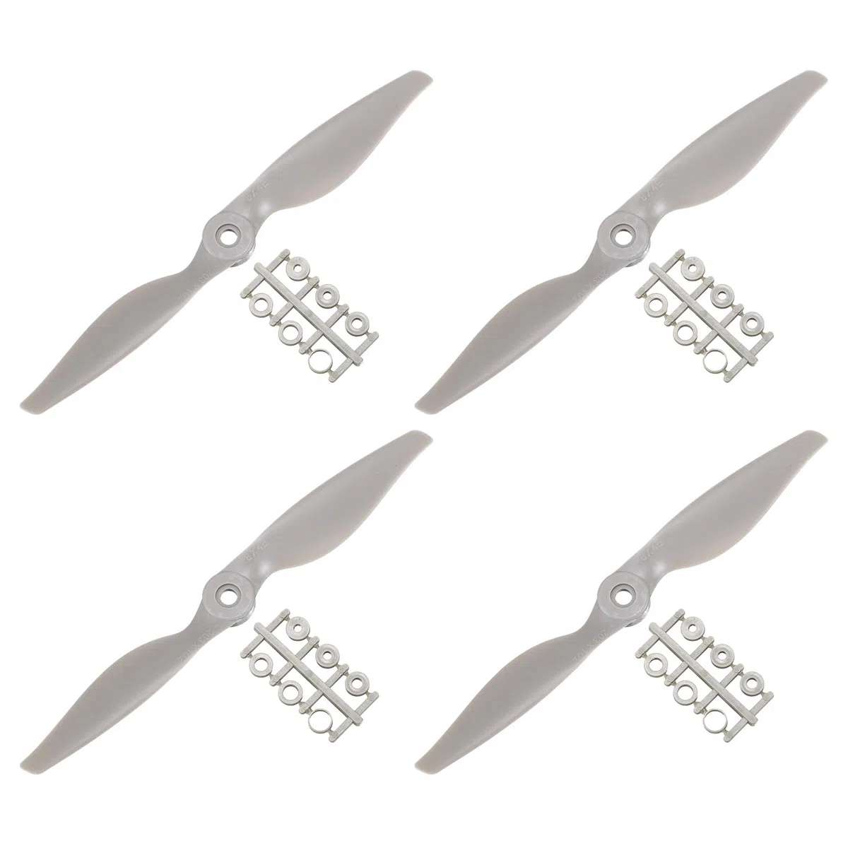 QUARKZMAN RC Eliche 2 Paletta Lame Attrezzi 7x5 Pollici Grigio con Adattatori cerchi per Elettrico Aereo Aereoplano, 4pz