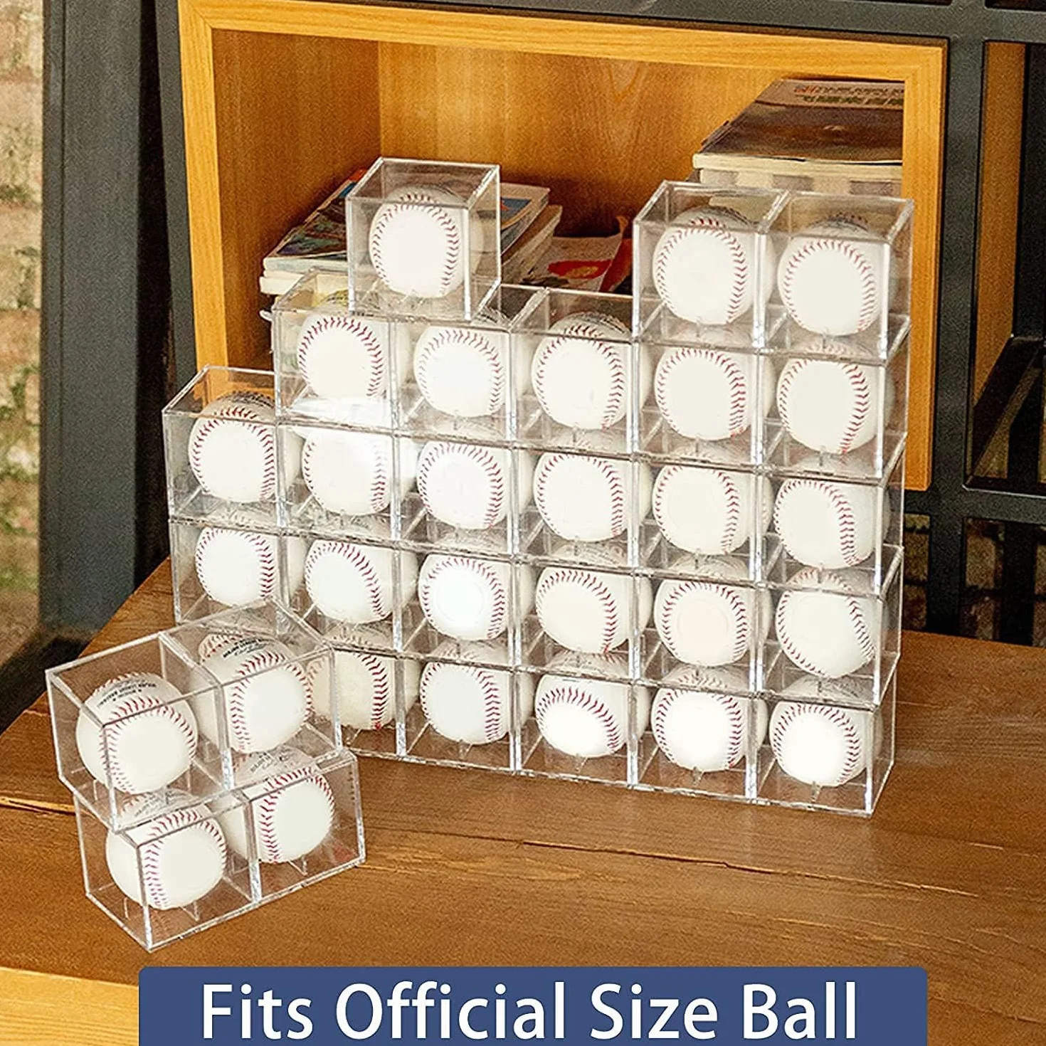 AIFUSI - Espositore da baseball, con protezione UV, in acrilico, quadrato, trasparente, ideale per palloni da baseball