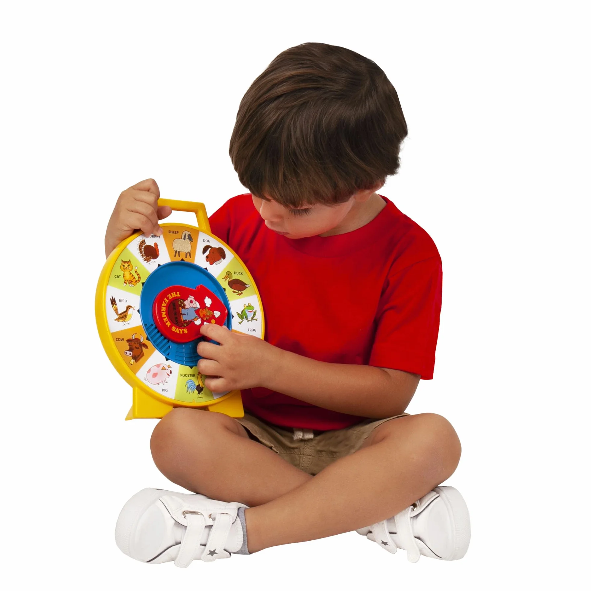 Giocattolo - See 'n Say Farmer Says, Classici Fisher Price, Basic Fun, 2070, giocattolo per bebè educativo e interattivo, adatto a bambini e bambine dai 18 mesi+ [Edizione in Inglese]