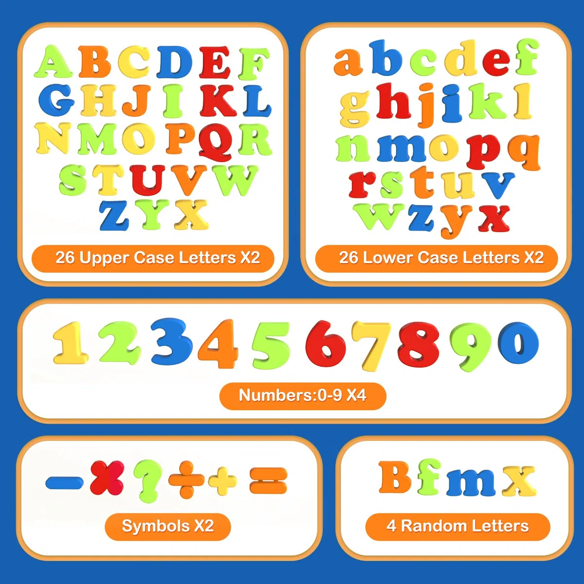 BunnyJOY Lettere Magnetiche Numeri per Bambini, 160PCS Alfabeto Magnete Frigorifero per Bambini, Giocattoli Educativi Prescolari, Ortografia e Conteggio Set di Apprendimento