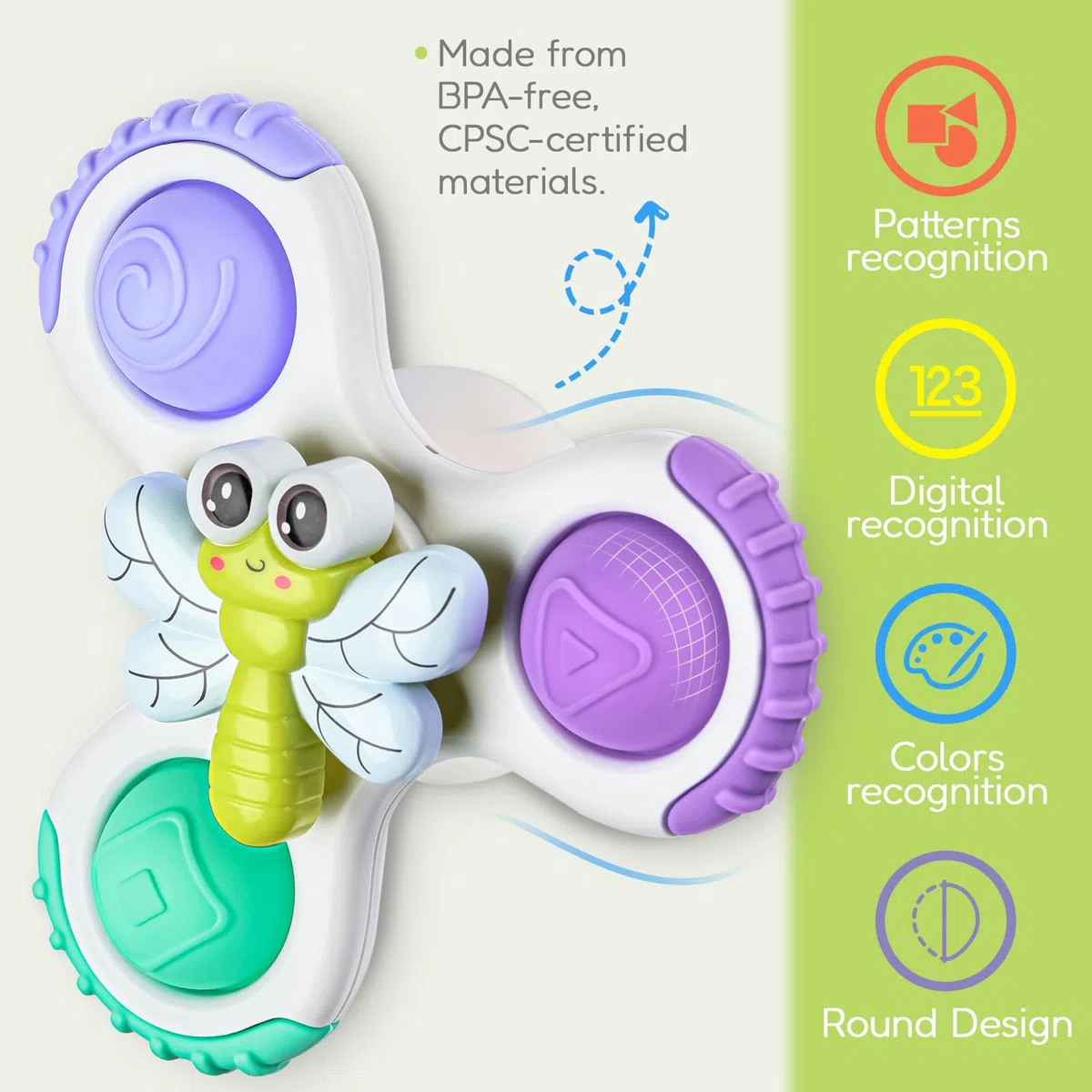 lerrbo 3 Pezzi Giocattolo Pop-Spinner con Ventosa per Ragazzi e Ragazze Età 1 Anno, Giocattolo da Bagno Sensibile per Bambini Piccoli Età 12–18 Mesi, Ciotole per Calze da Natale