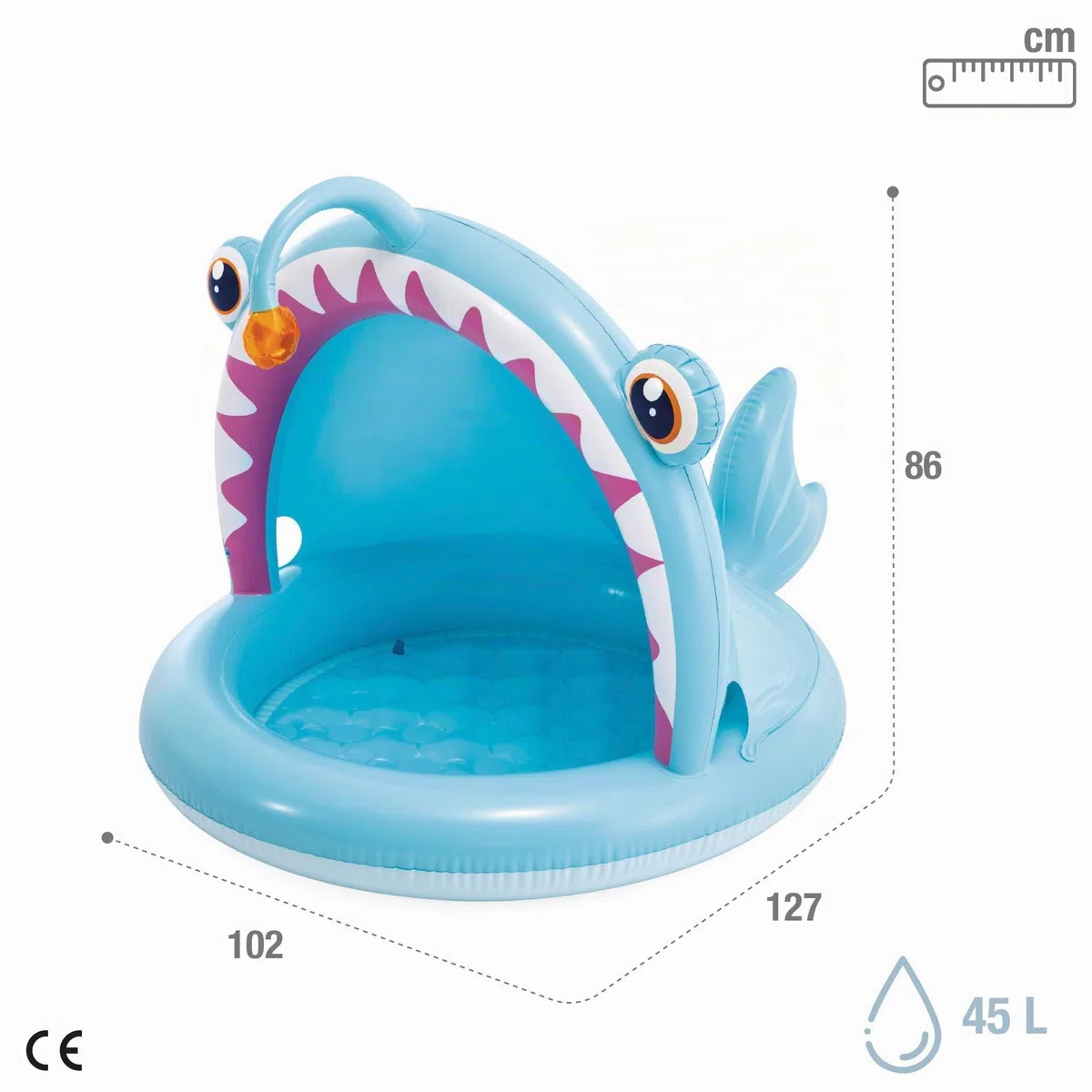 Intex 58419NP - Piscina Gonfiabile Baby Rana Pescatrice, 127x102x86 cm, 1-3 Anni